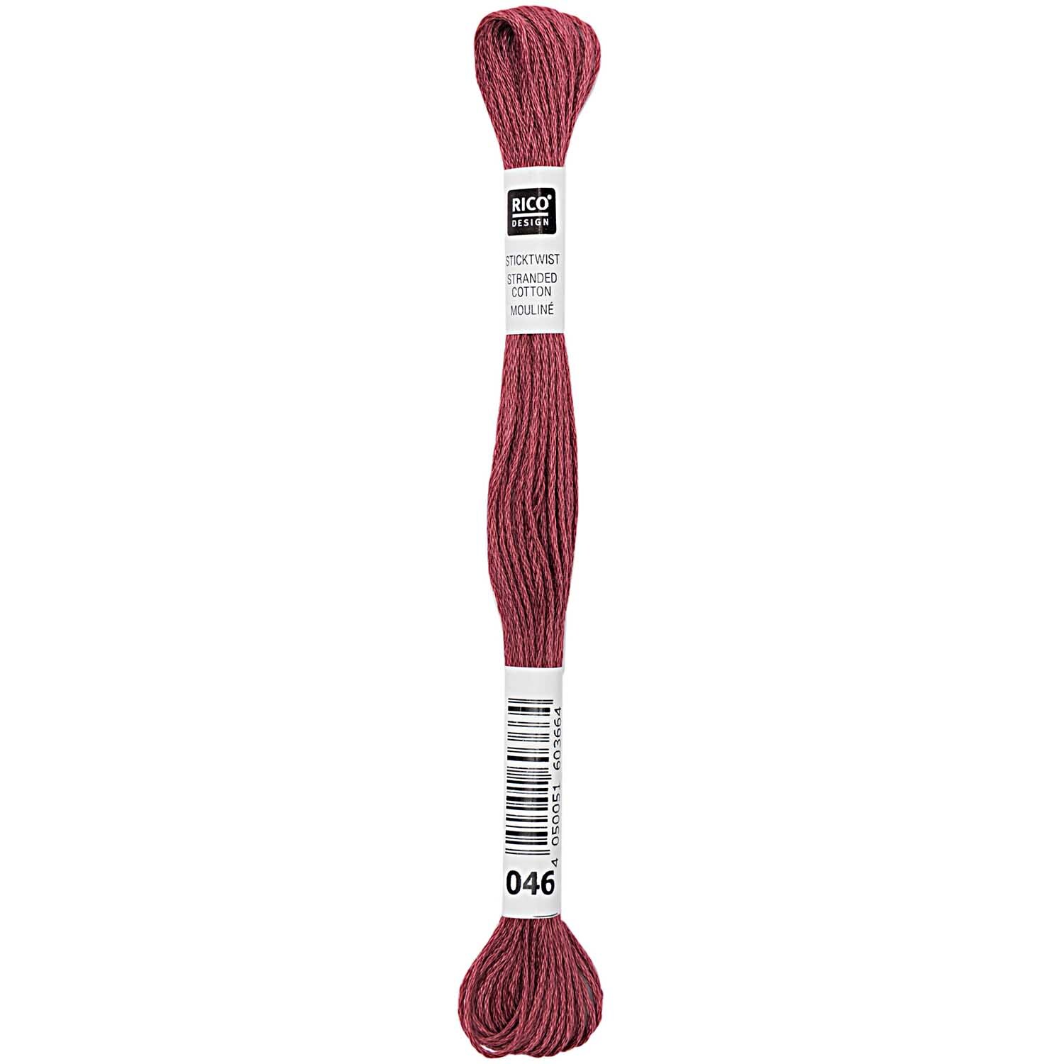 Sticktwist 8m von Rico Design in Rot. Das Bild zeigt einen roten Sticktwistfaden, ideal für Handarbeiten.