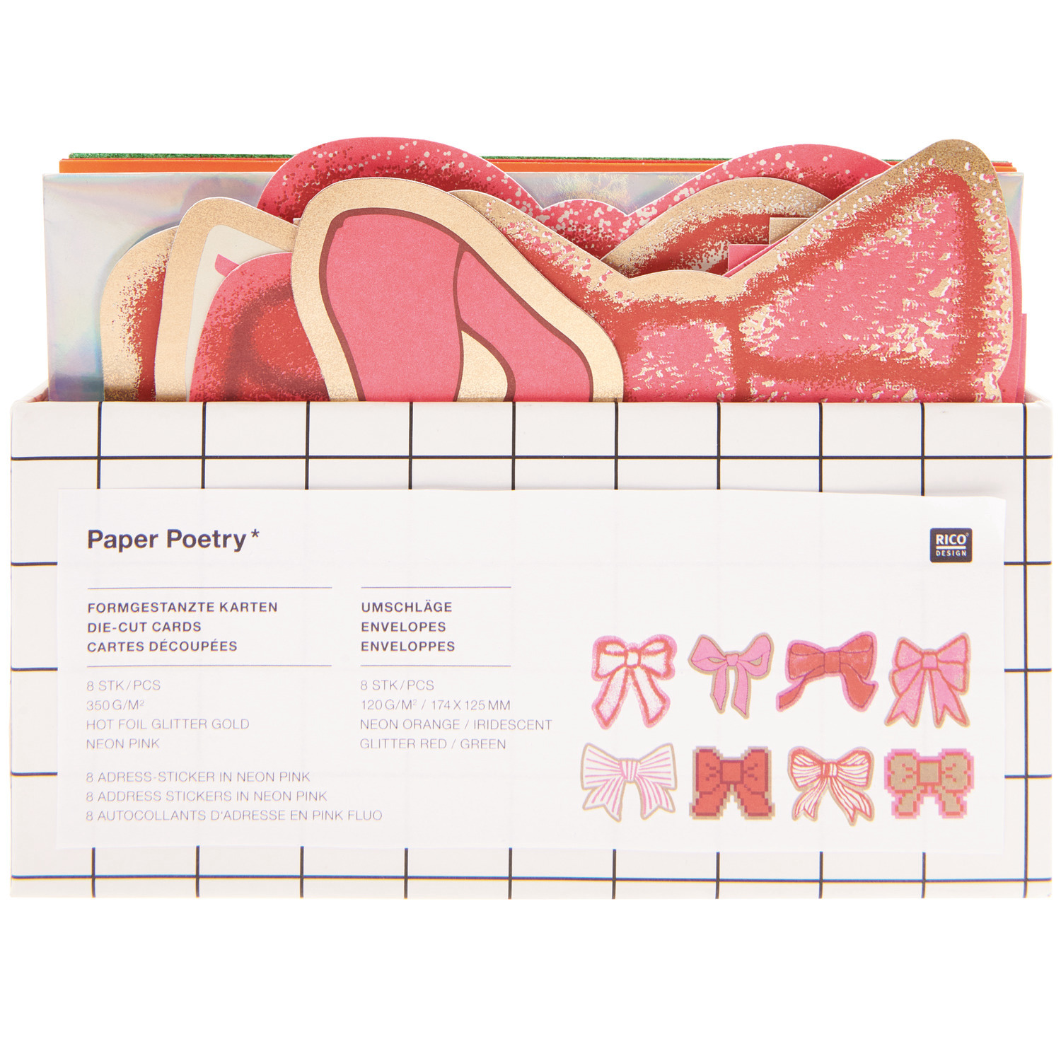 Paper Poetry Kartenset Schleifen 8 Stück von Rico Design