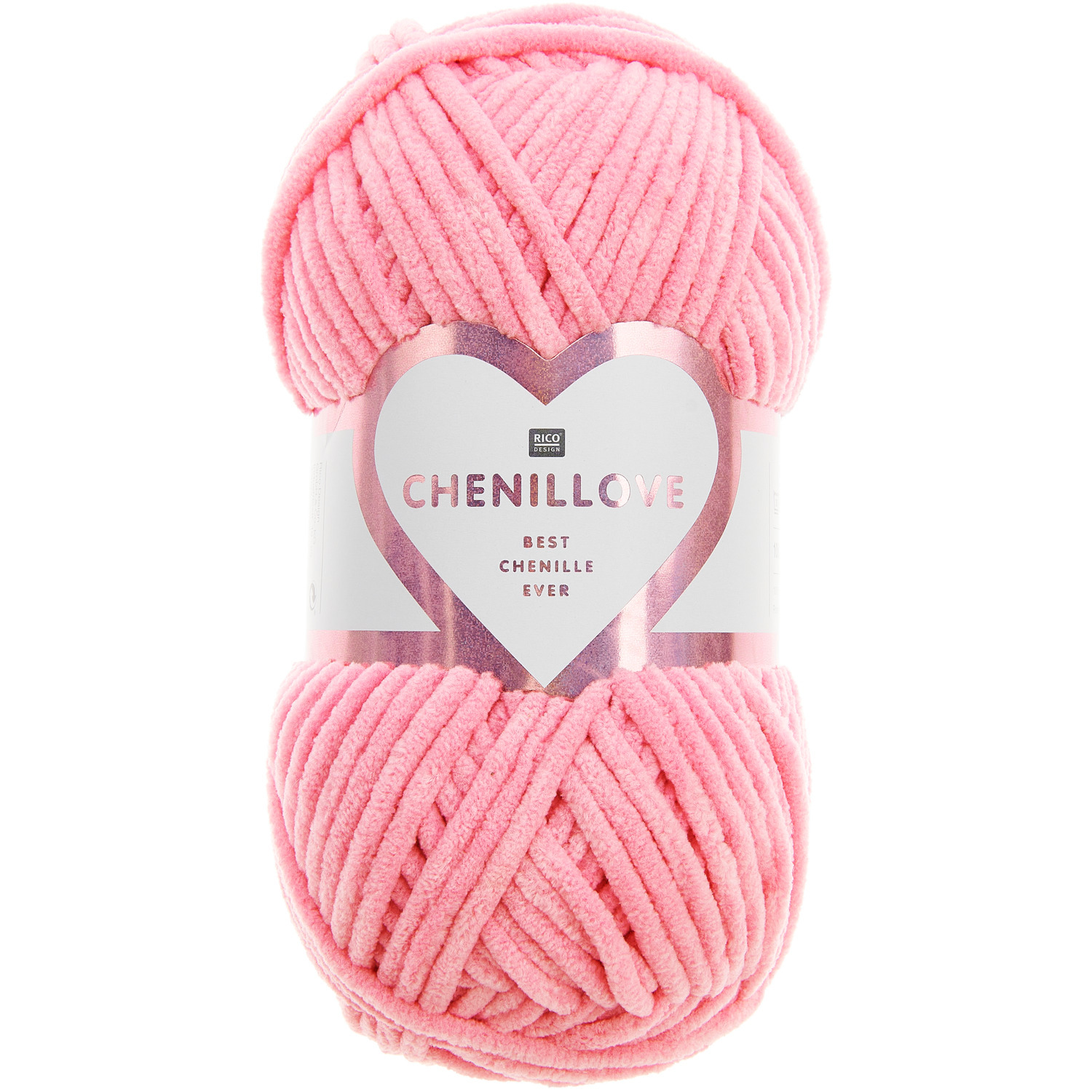 Creative Chenillove Häkelset zeigt ein weiches, pinkes Garnknäuel von Rico Design, ideal für kreative Projekte.
