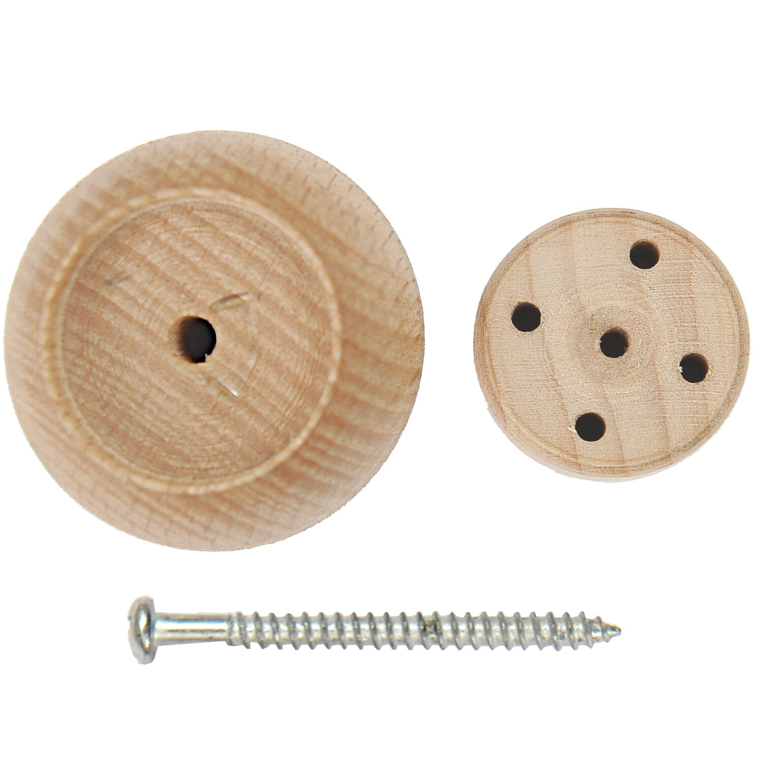 Holzgriff für 4 Filznadeln von Rico Design, naturfarben, mit Schraube und Loch für Nadeln. Ideal für Filzarbeiten.