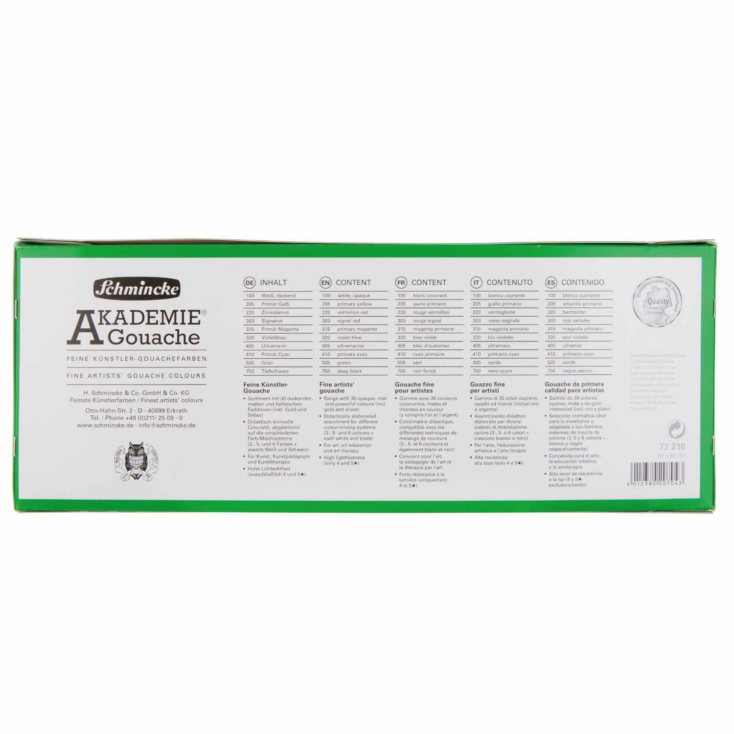 Akademie Gouache Kartonset 10x60ml von H. Schmincke & Co. 