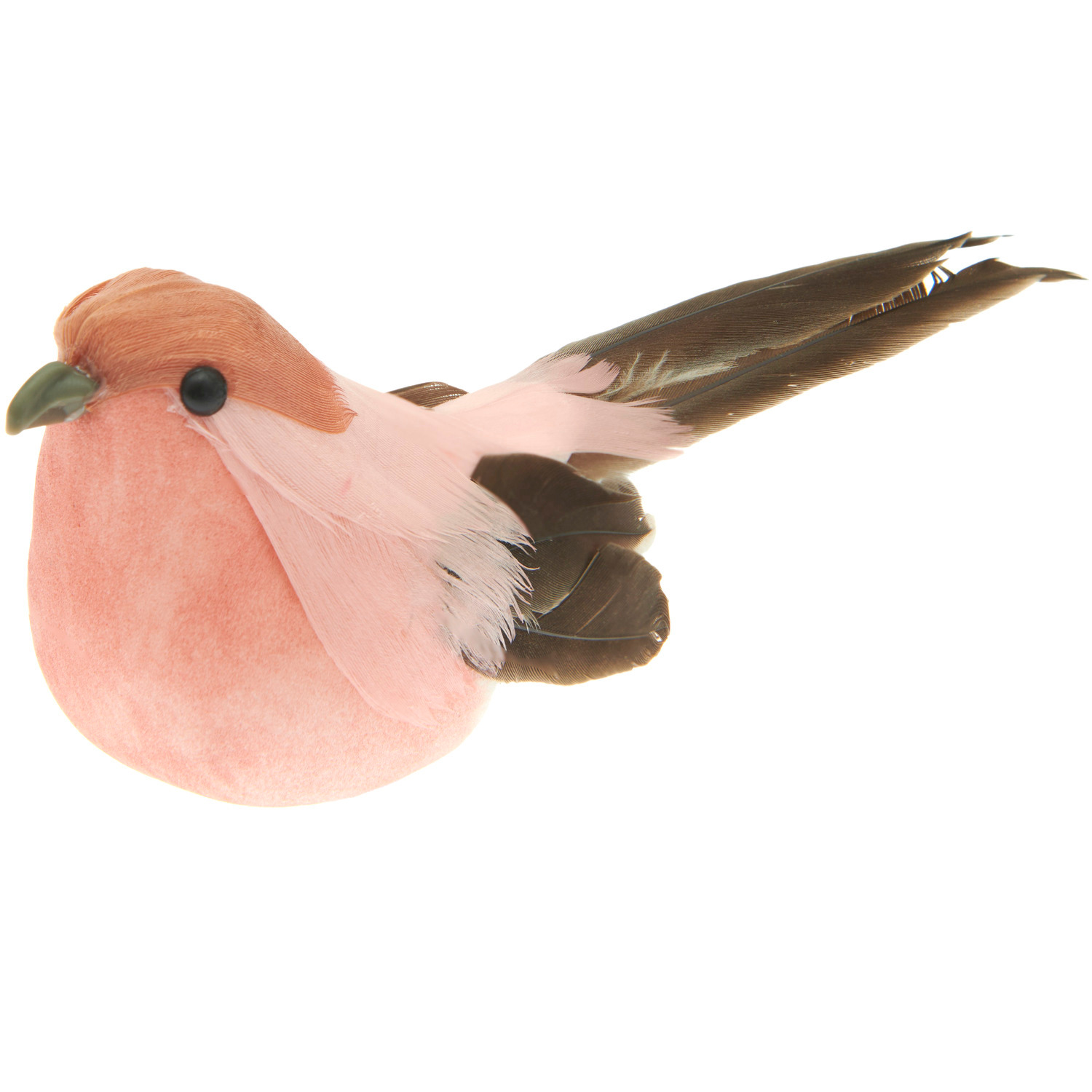 Vogel mit Clip: Dekorativer Vogel in Apricot von Rico Design, mit naturgetreuen Federn und Clip.