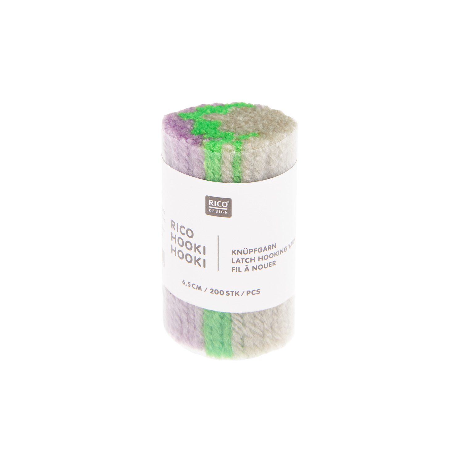 Rico Hooki Hooki Knüpfgarn marmoriert in Perlgrau, 6,5cm, von Rico Design, ideal für kreative Handarbeiten.