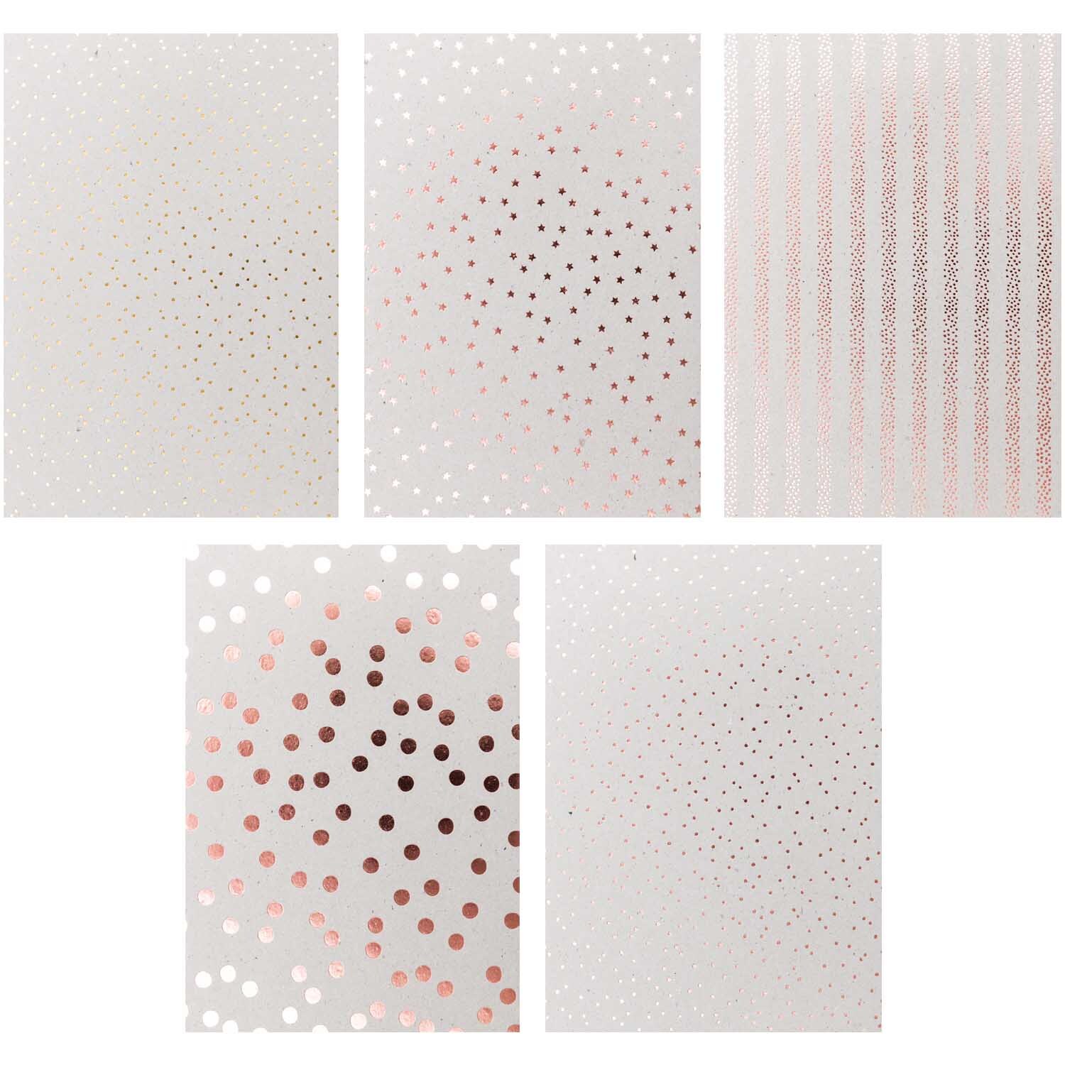 Paper Poetry Graukarton Block mit Hot Foil, 20 Blatt, 250g/m². Mehrfarbige Designs von Rico Design.