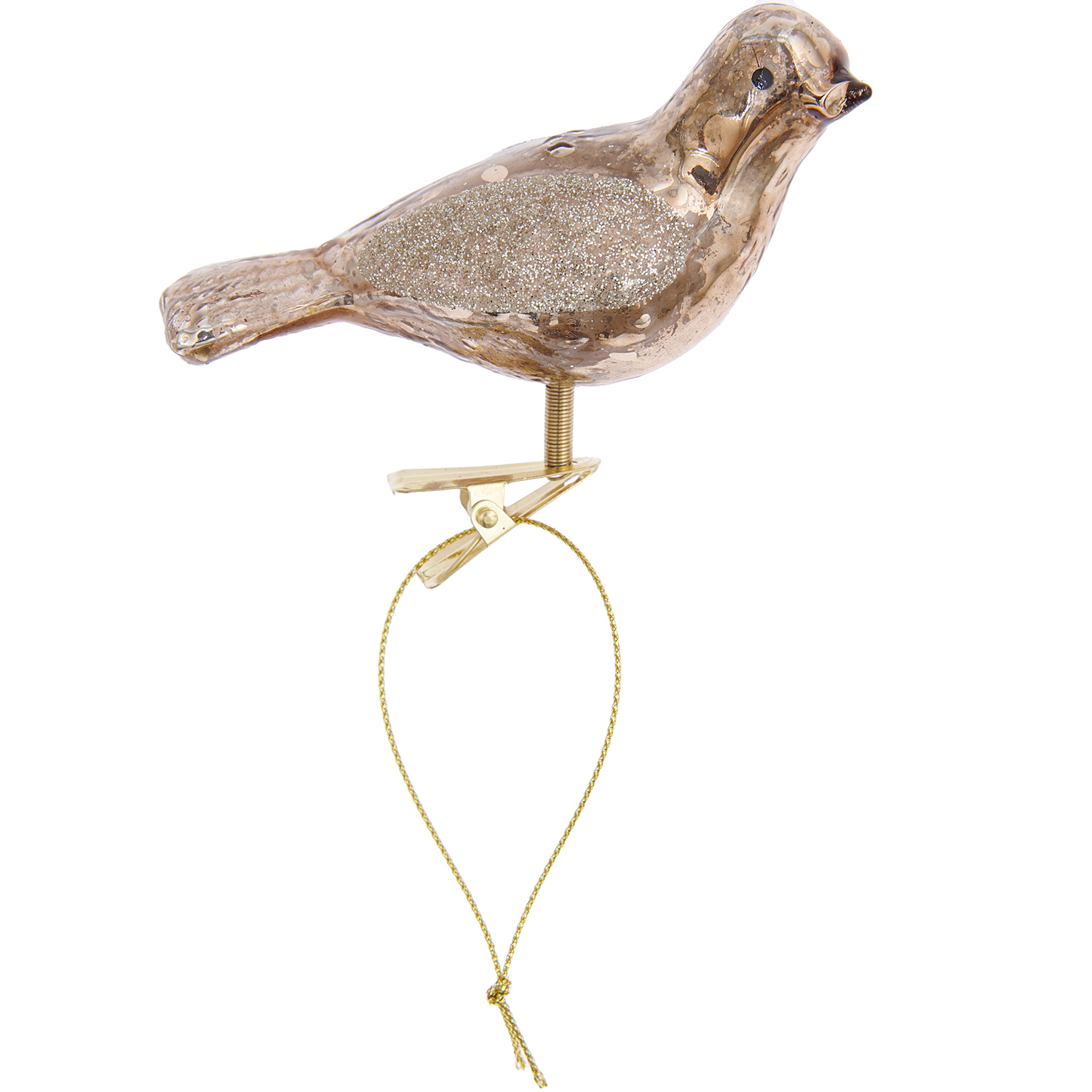 Glas-Vogel am Clip, dekorativer goldener Vogel von Rico Design, ideal für festliche Dekorationen.