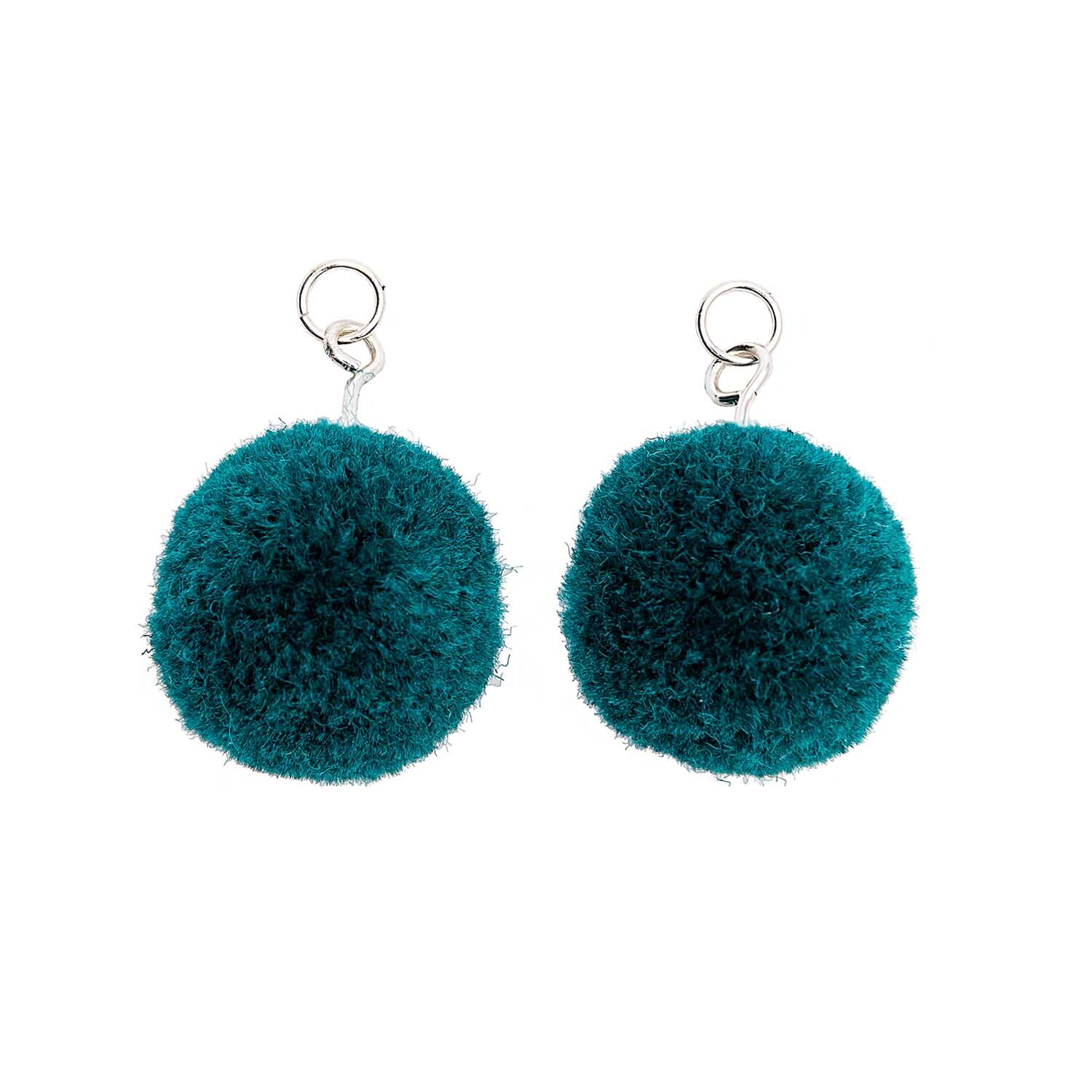 Pompons mit Öse 2cm 2 Stück von Rico Design in leuchtendem Türkis, ideal für kreative Projekte.