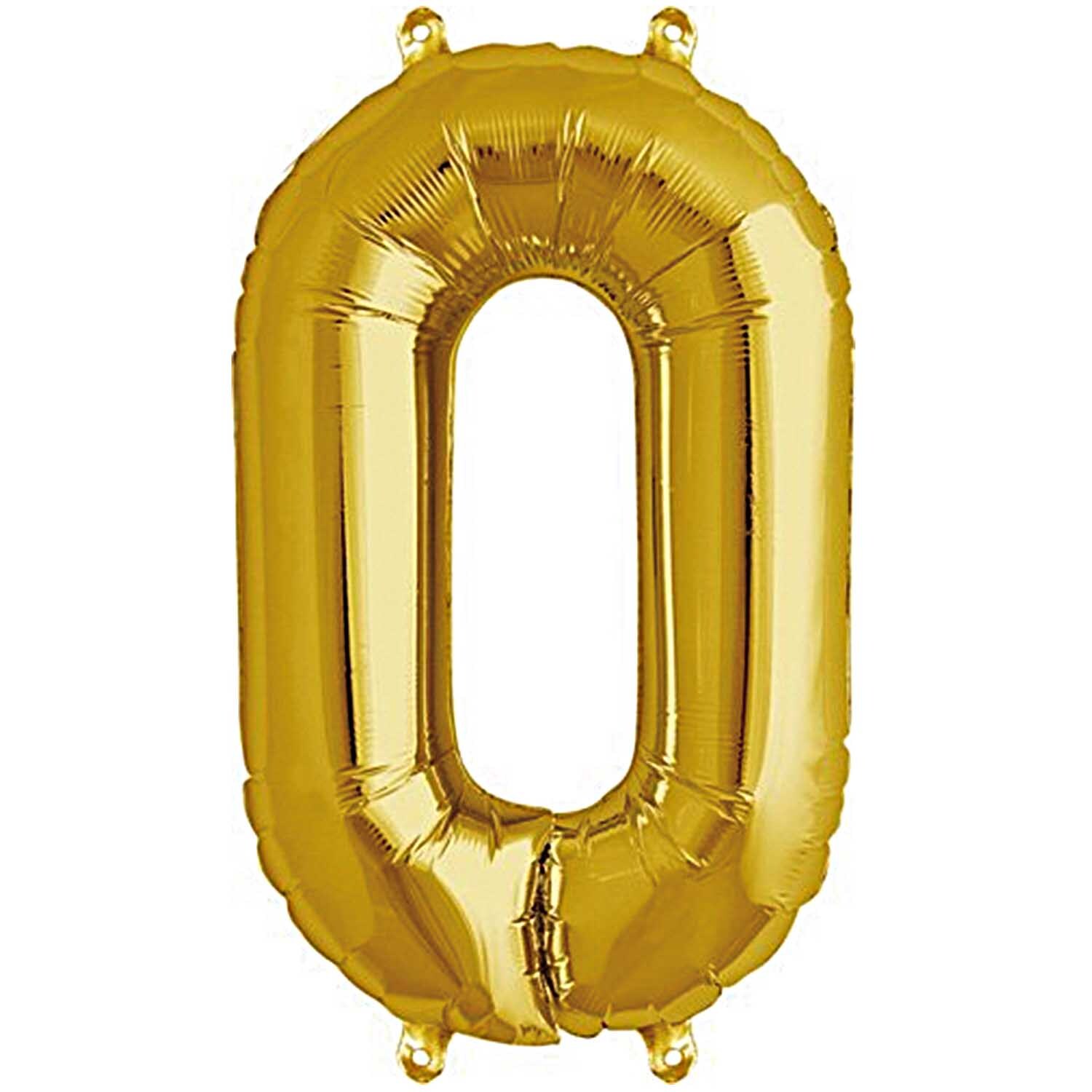 Folienballon Zahl gold 36cm von Rico Design in Form einer großen goldenen Null, ideal für Feiern.