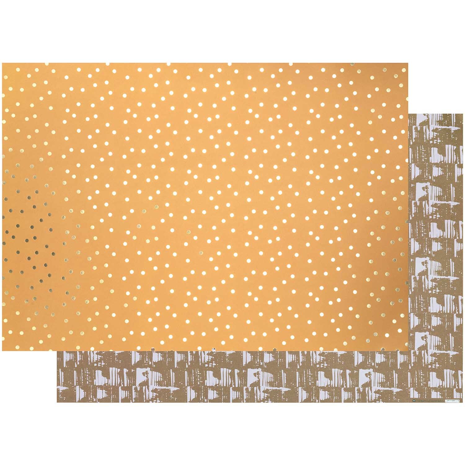 Paper Poetry Motivkarton mit senfgelben und goldenen Punkten von Rico Design, 50x70cm, doppelseitig.