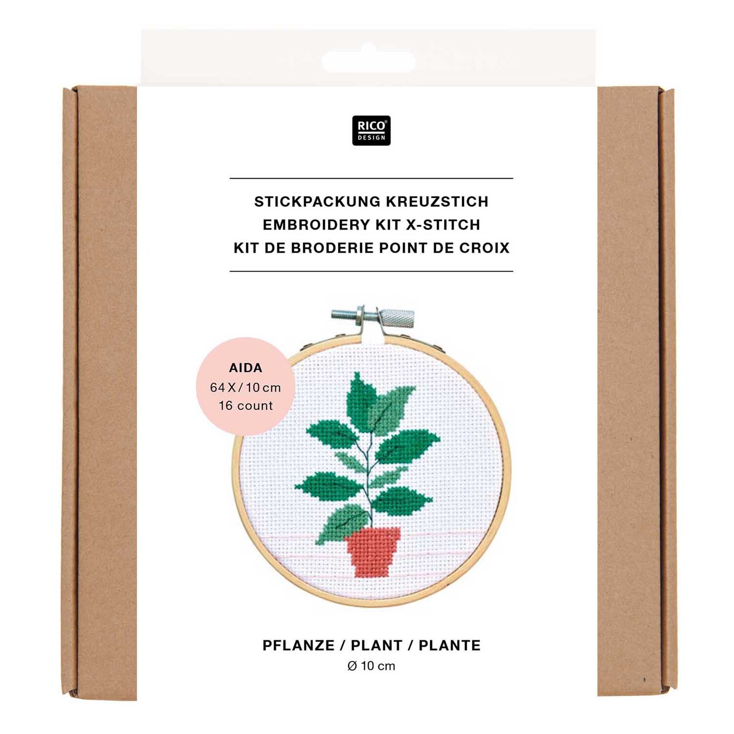 Stickpackung Mini Kit Pflanze Bild Ø 10cm von Rico Design