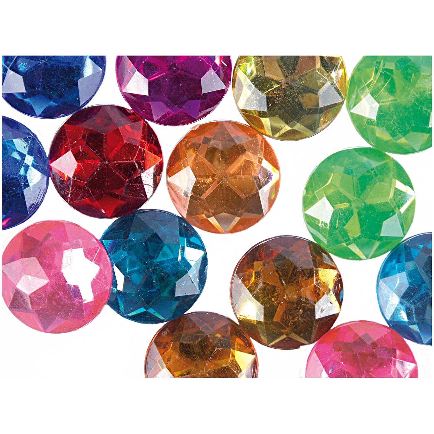 Strass Kreis mehrfarbig 30 Stück von Rico Design: Bunte, facettierte Strasssteine in verschiedenen Farben, ideal für kreative Bastelprojekte.