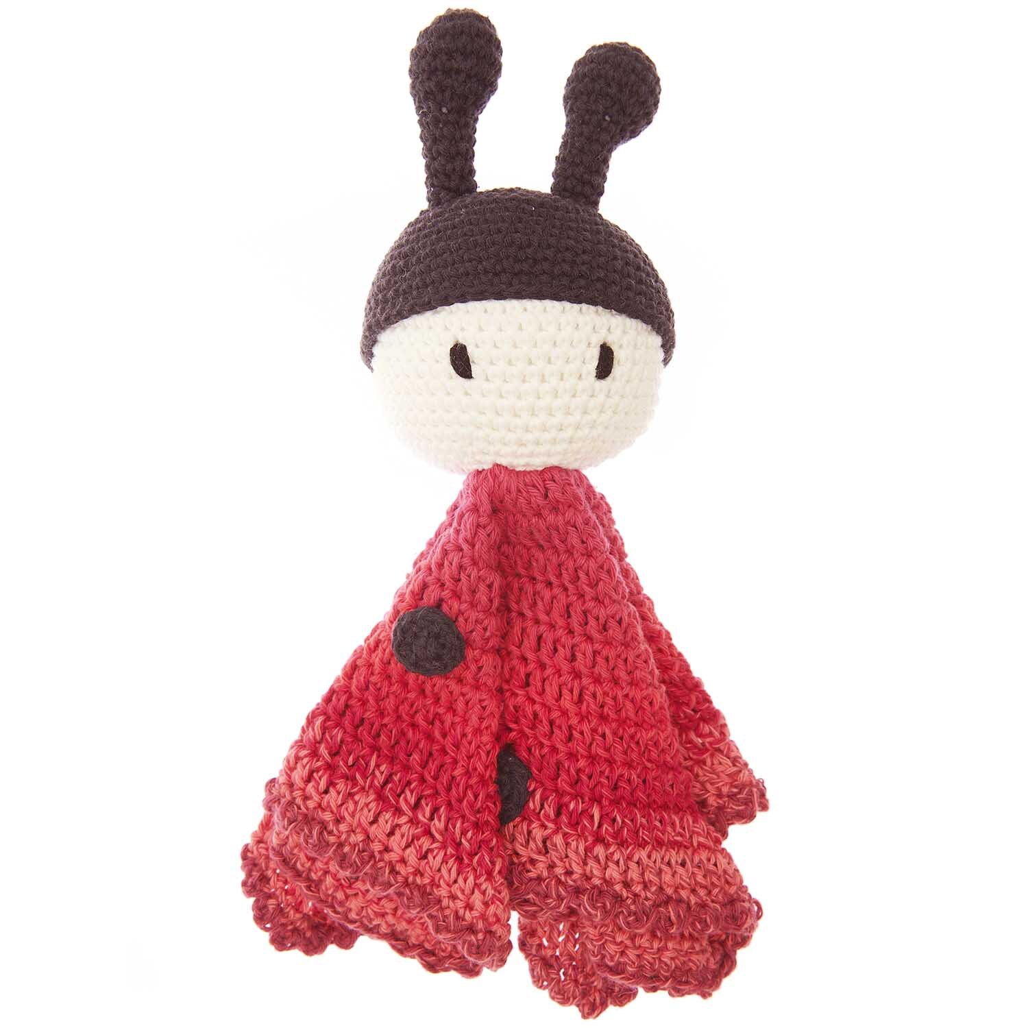Häkelset Ricorumi Baby Blankies Marienkäfer: Ein gehäkelter Marienkäfer in Rot von Rico Design, 8-teiliges Set.
