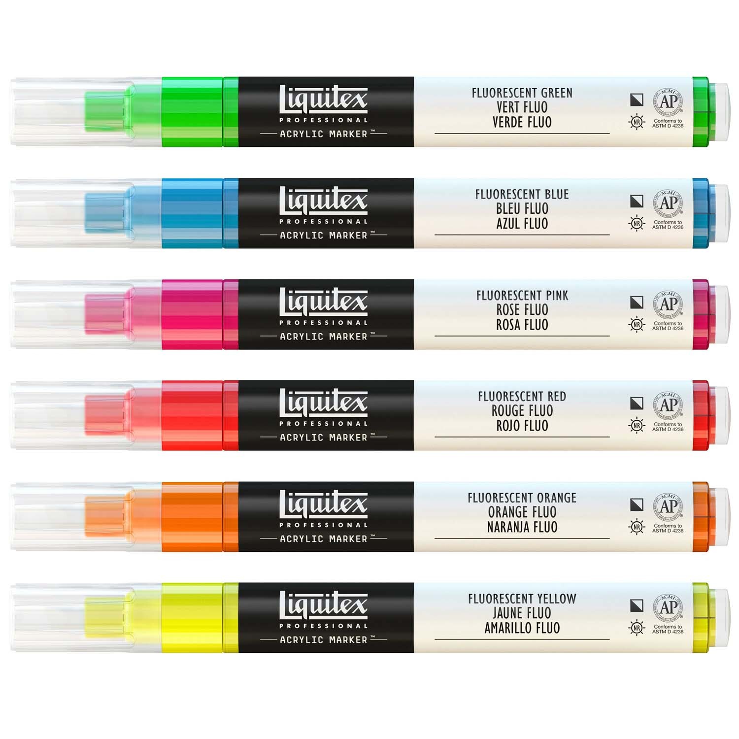 Paint Acryl Marker Fluo-Set fein 6 Stück in leuchtenden Farben von Liquitex, ideal für kreative Projekte.