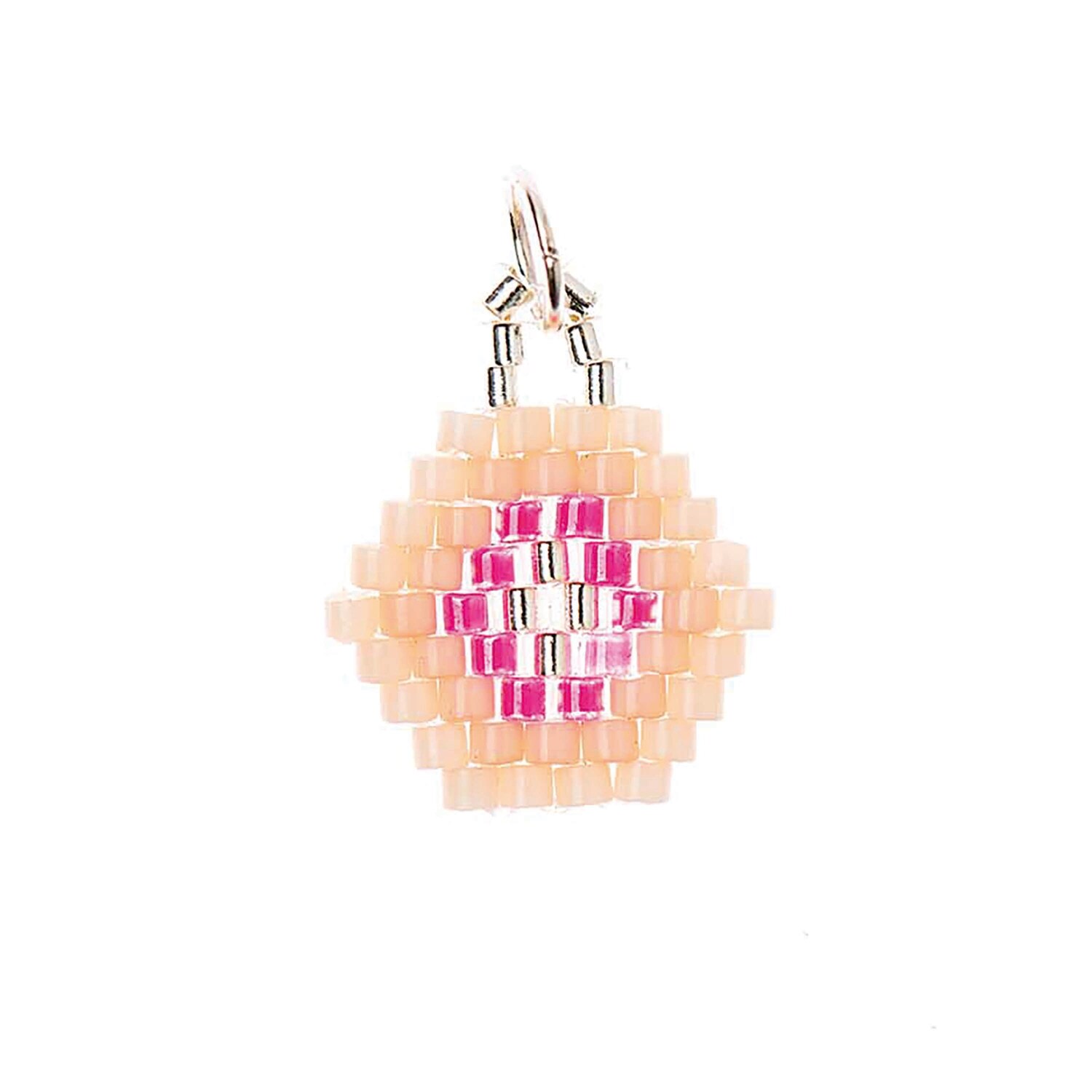 Mix it Up - Schmuckstück in Sechseckform mit rosa und silbernen Perlen von Rico Design.