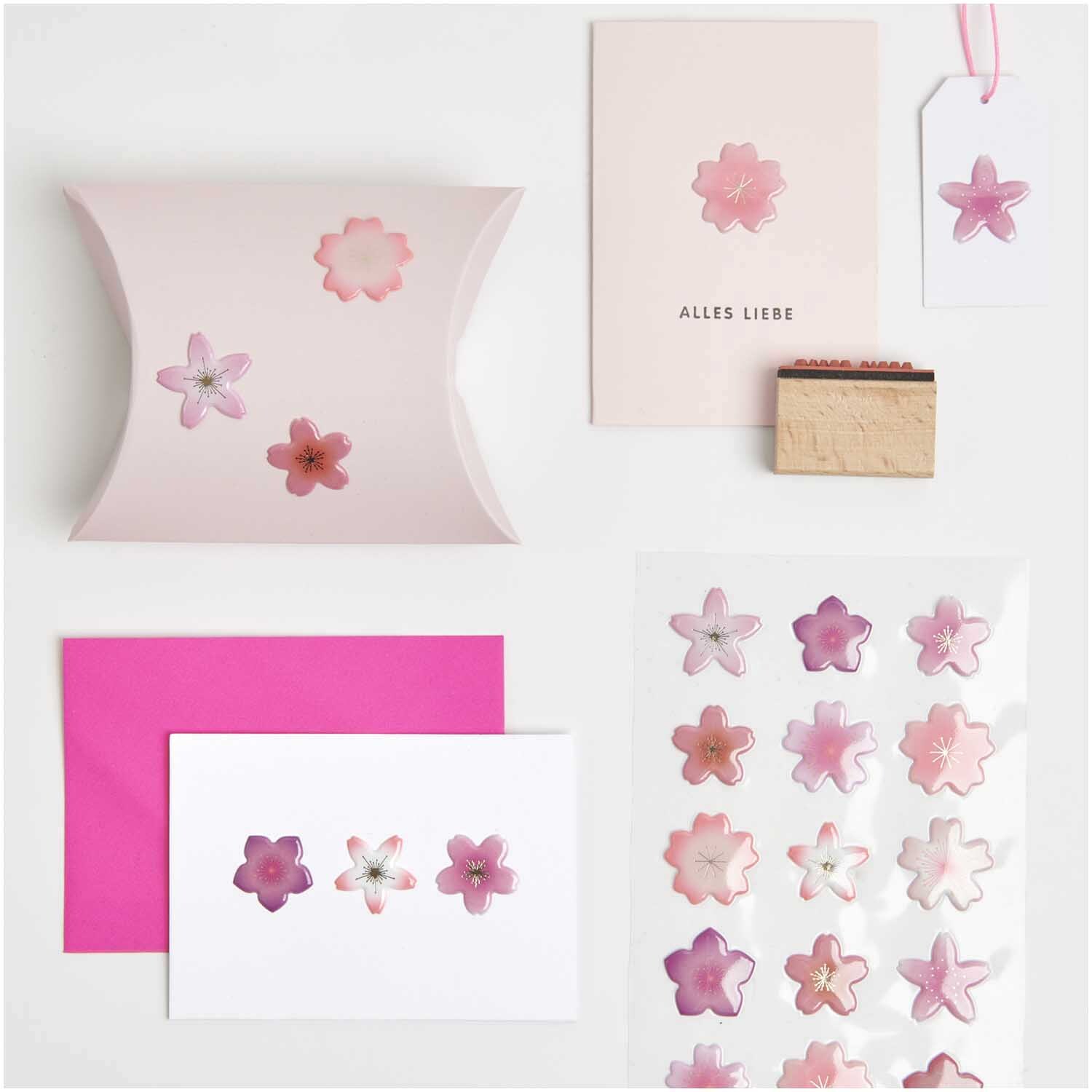 Gelsticker Kirschblüten: Rosa Blütensticker von Rico Design, ideal für Karten und Geschenke.