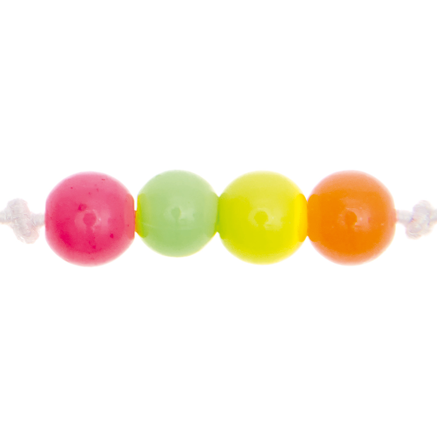 itoshii Kunststoffperlen neon Mix 4mm 300 Stück, bunte Perlen in Pink, Grün, Gelb und Orange auf Schnur. Ideal für kreative Bastelprojekte.