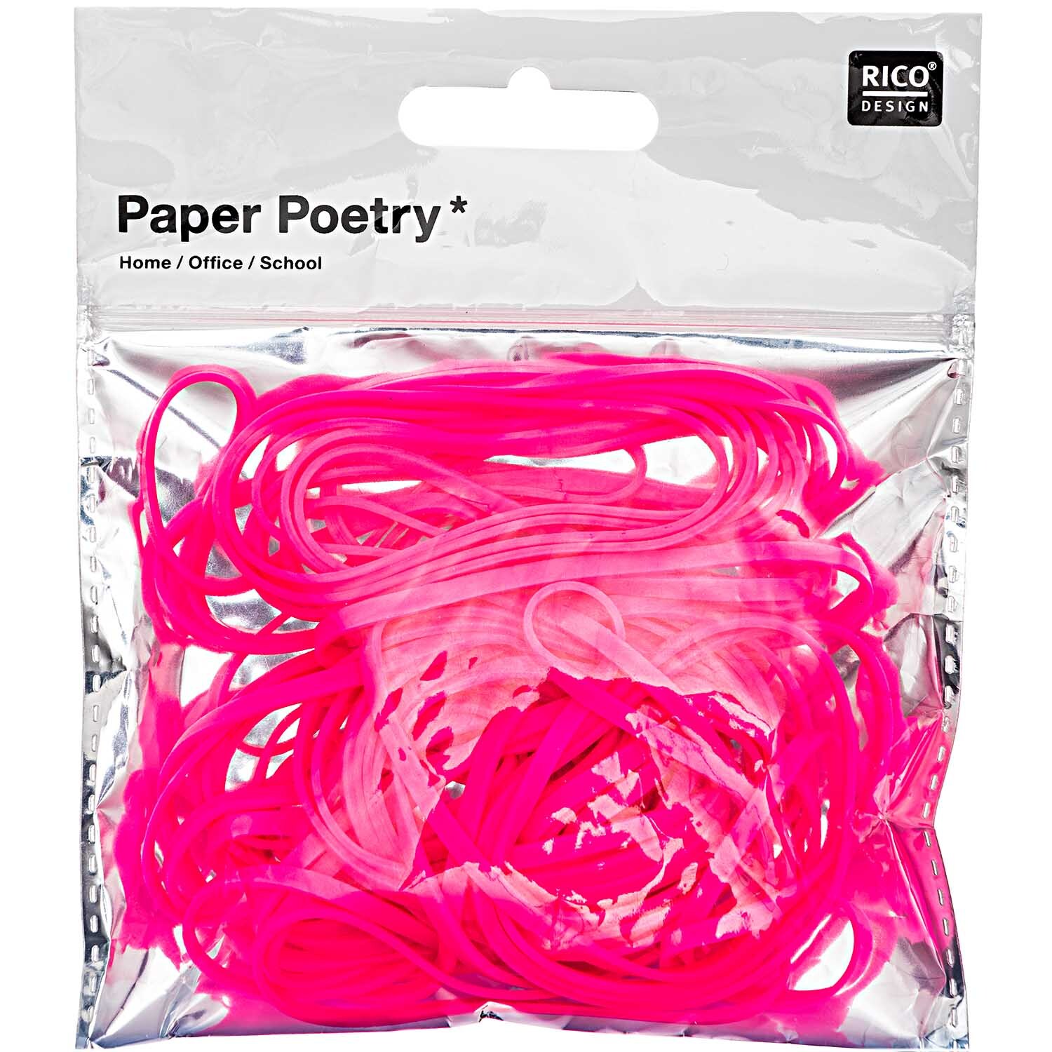 Paper Poetry Gummibänder neonpink 45g von Rico Design