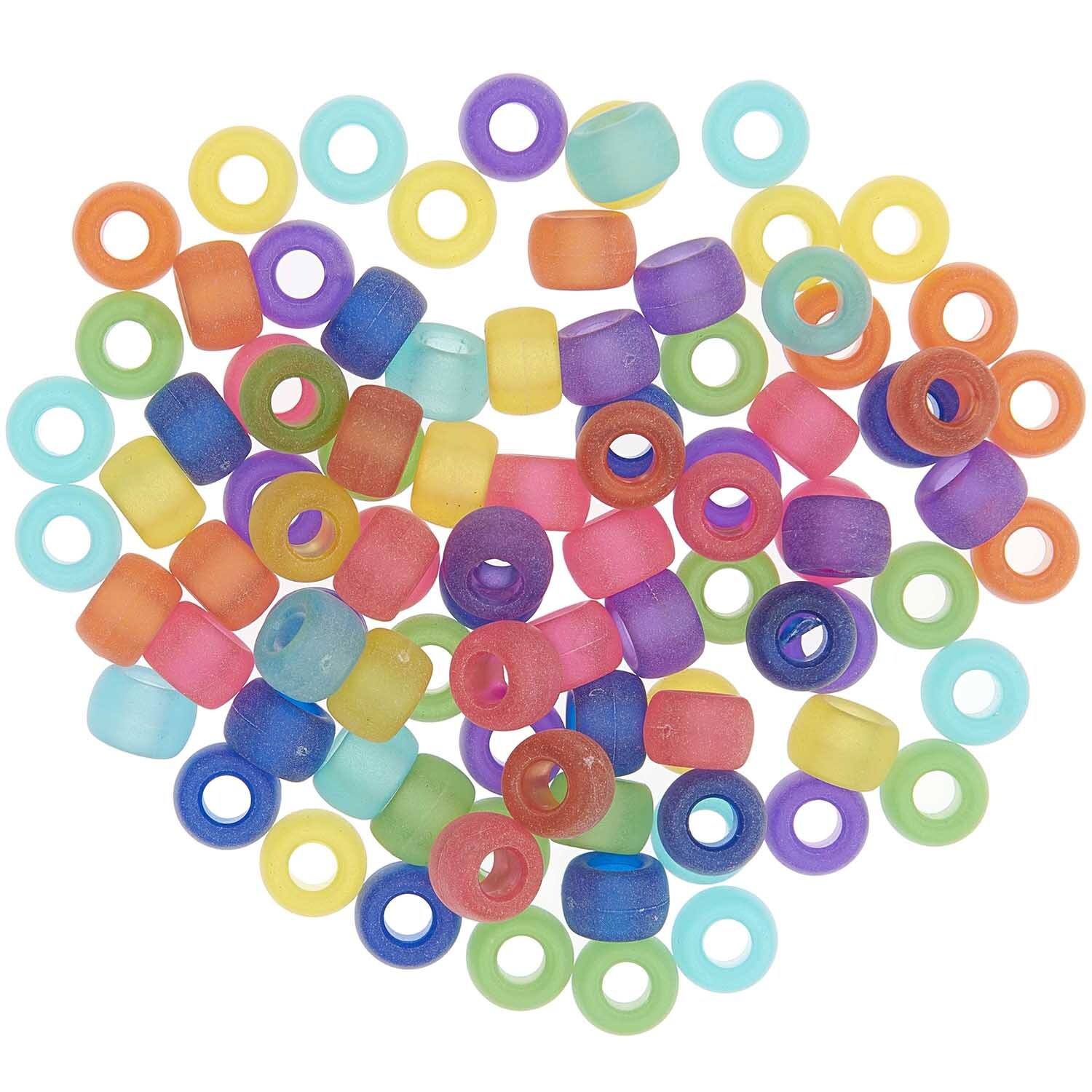 itoshii - Ponii Beads frozen Regenbogen 9x6mm, 400 Stück, bunte Perlen von Rico Design auf weißem Hintergrund. Ideal für kreative Bastelprojekte.