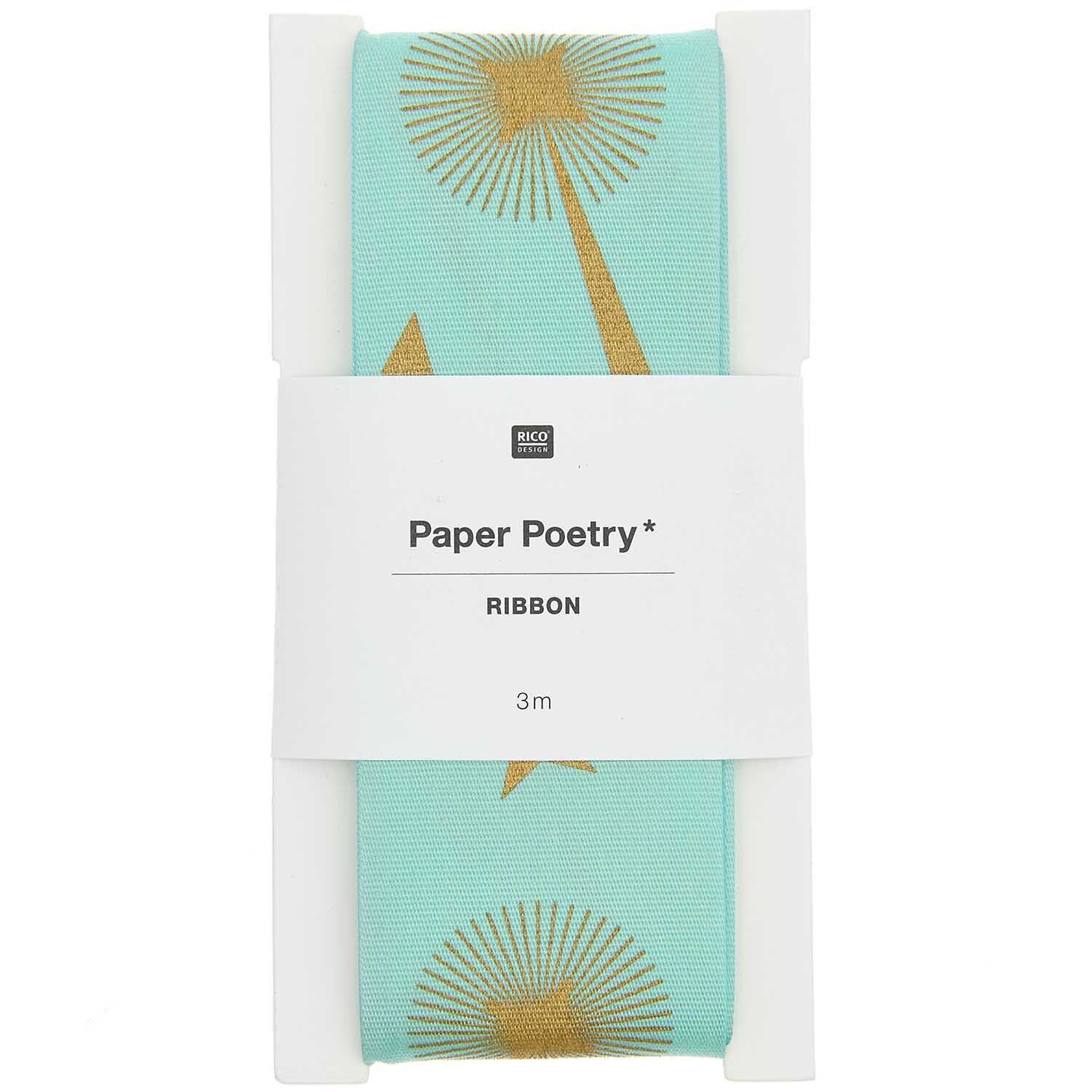 Paper Poetry Taftband Sternschnuppen 38mm 3m Farbe Türkis von Rico Design