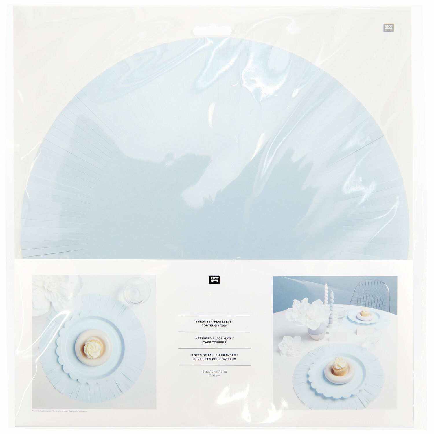 Tortenspitze/Platzset Fransen Ø35cm 8 Stück Farbe Blau von Rico Design