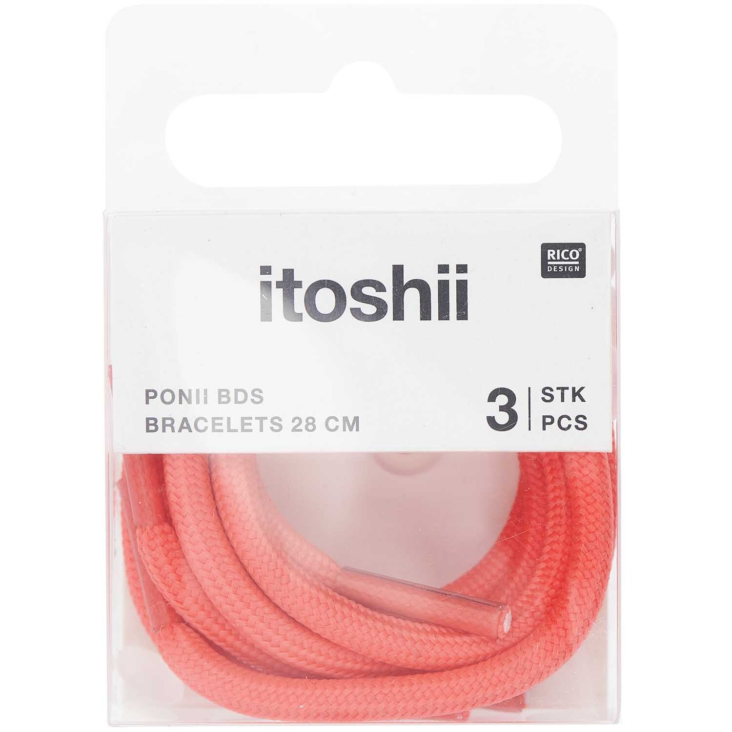 itoshii - Ponii Beads Armbänder 3 Stück Farbe Neon Pink von Rico Design
