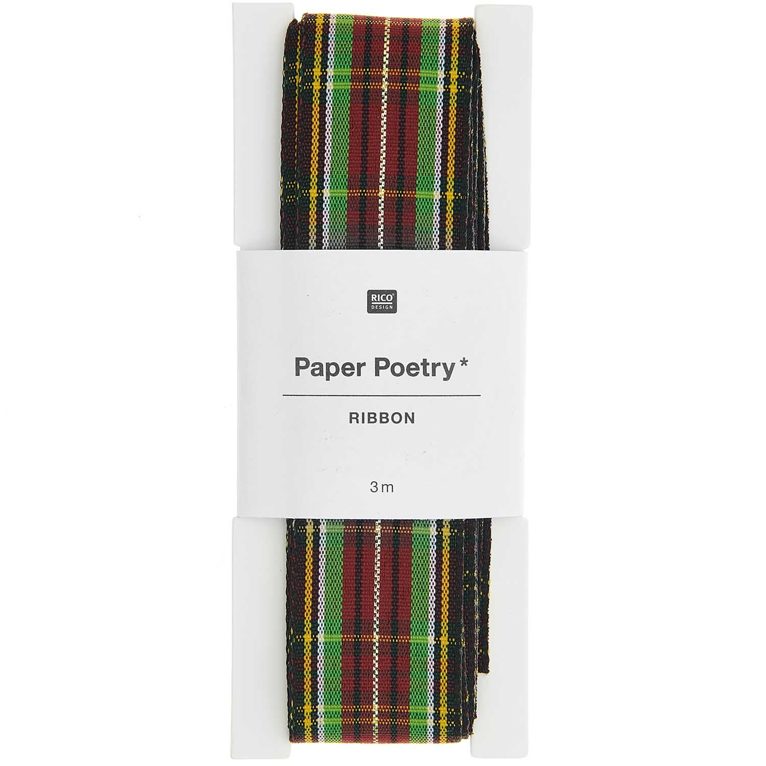 Paper Poetry Karoband schwarz-gelb-grün-rot 25mm 3m von Rico Design