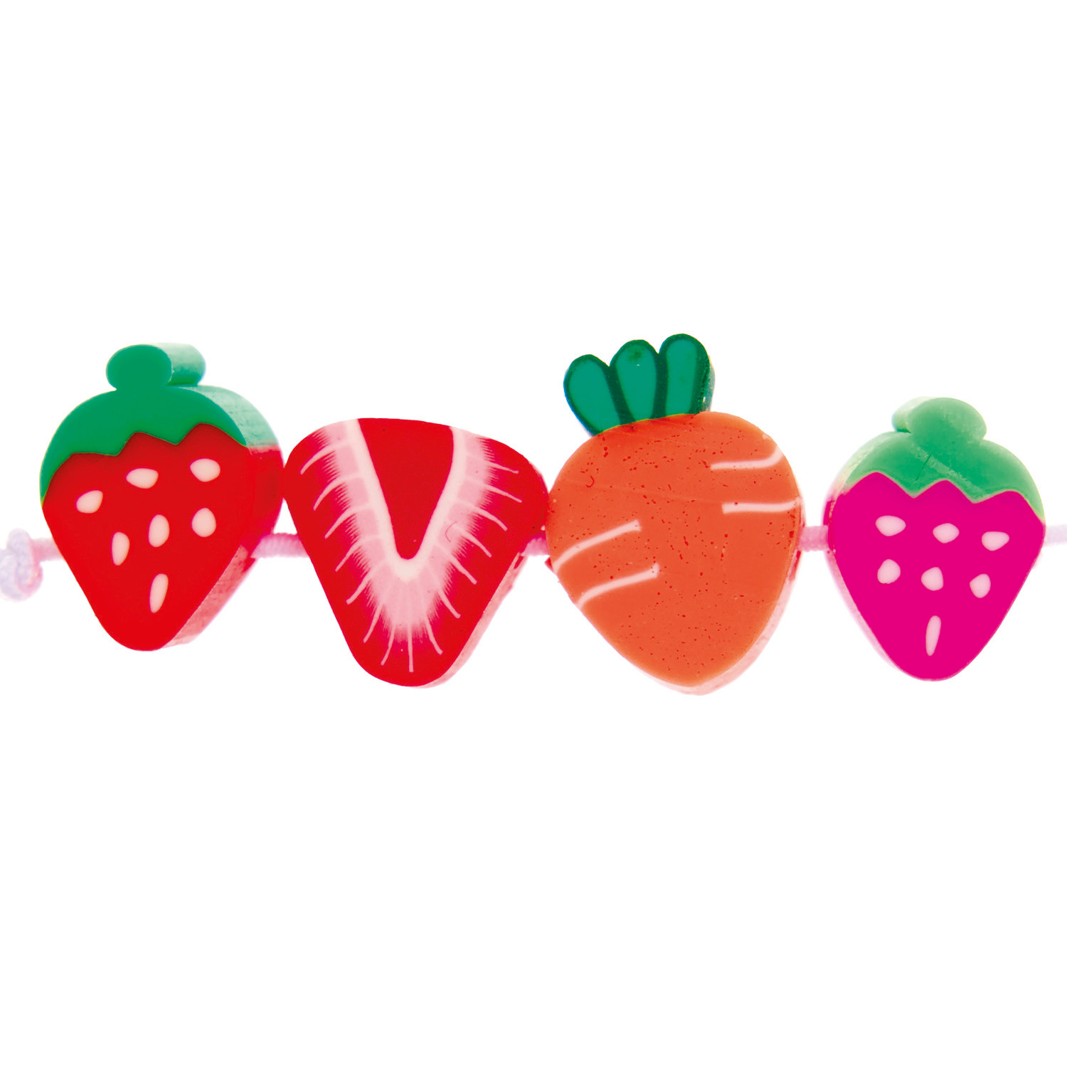 itoshii Erdbeeren Perlen 11mm 20 Stück, bunte Kunststoffperlen in Erdbeerform, ideal für Schmuckdesign.