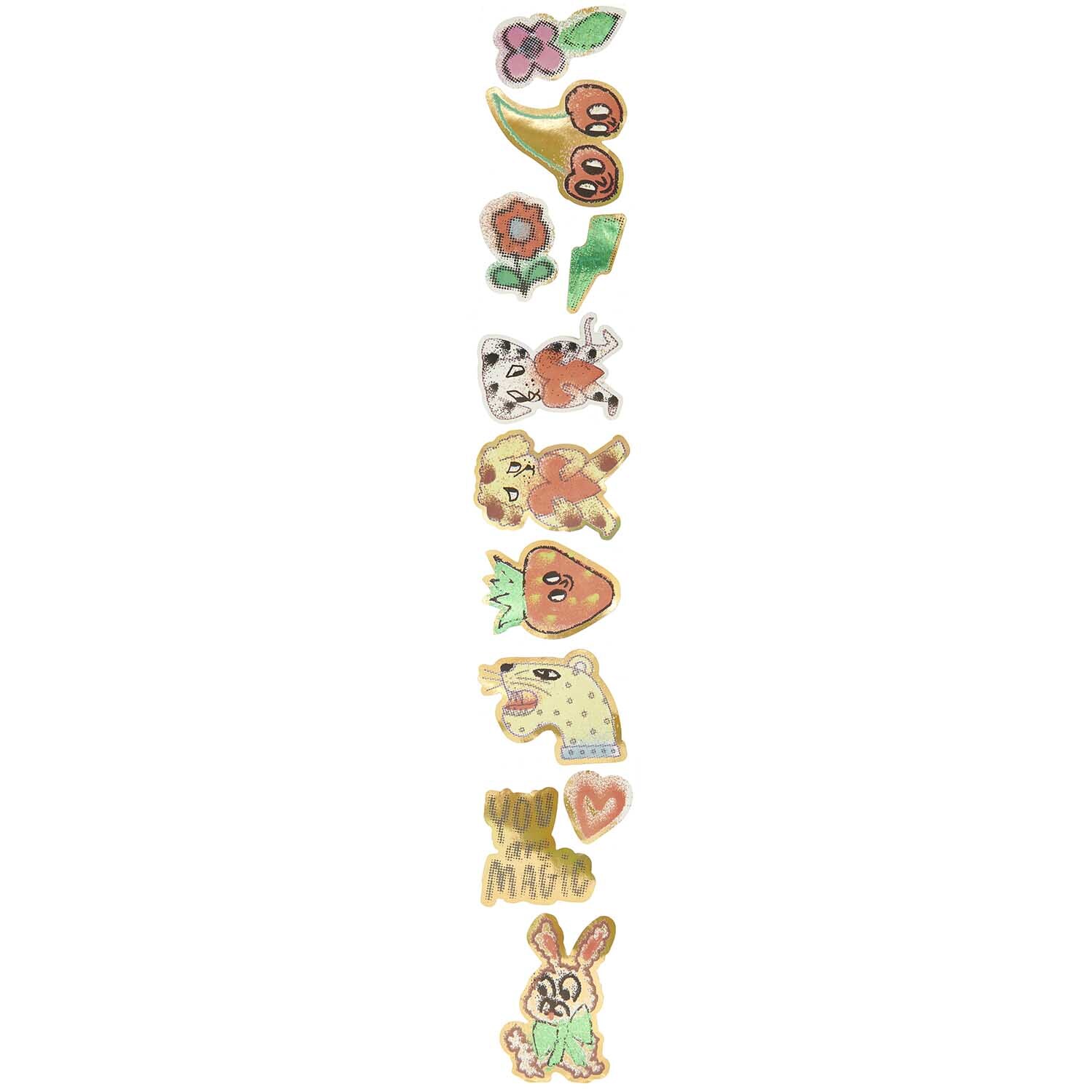 Paper Poetry Sticker Airbrush Ø 5cm 120 Stück auf der Rolle mit bunten, verspielten Motiven wie Blumen, Tieren und inspirierenden Botschaften.