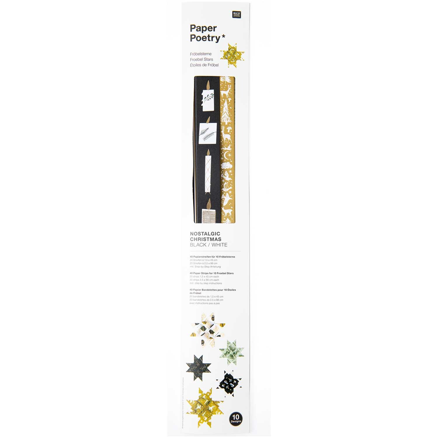 Paper Poetry Fröbelstreifen Nostalgic Christmas schwarz 40 Stück von Rico Design