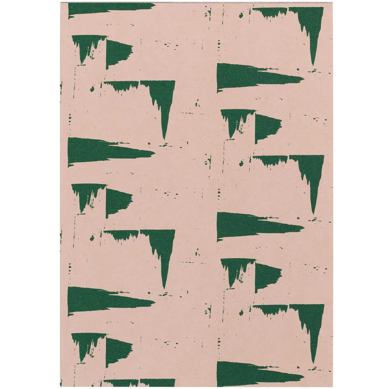 Paper Poetry Postkartenblock Struktur mit geometrischem Muster in Grün auf rosa Hintergrund von Rico Design.