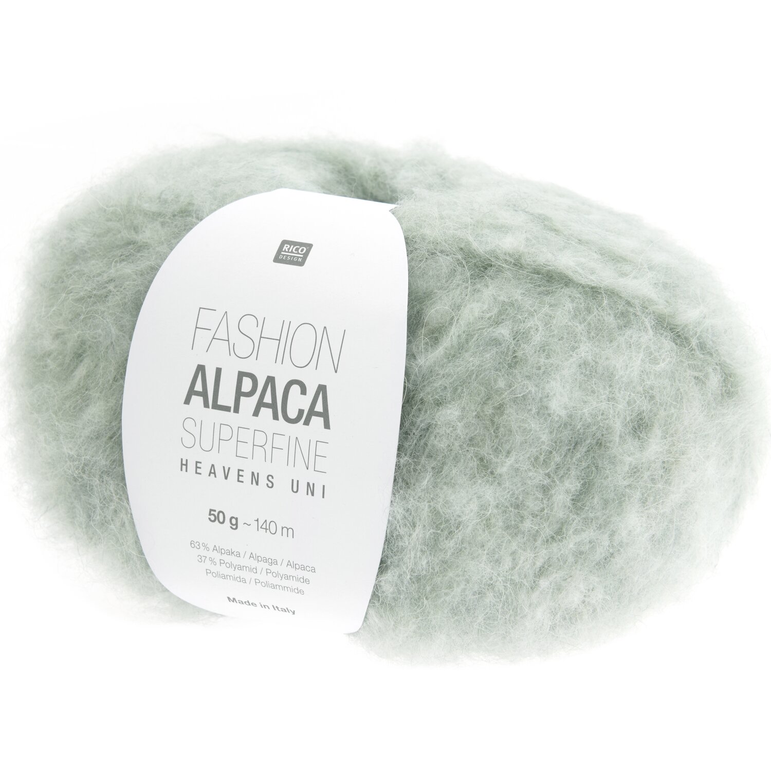 Fashion Alpaca Superfine Heavens Uni, mintfarbene Wolle von Rico Design, 50g, 140m, ideal für Strickprojekte.