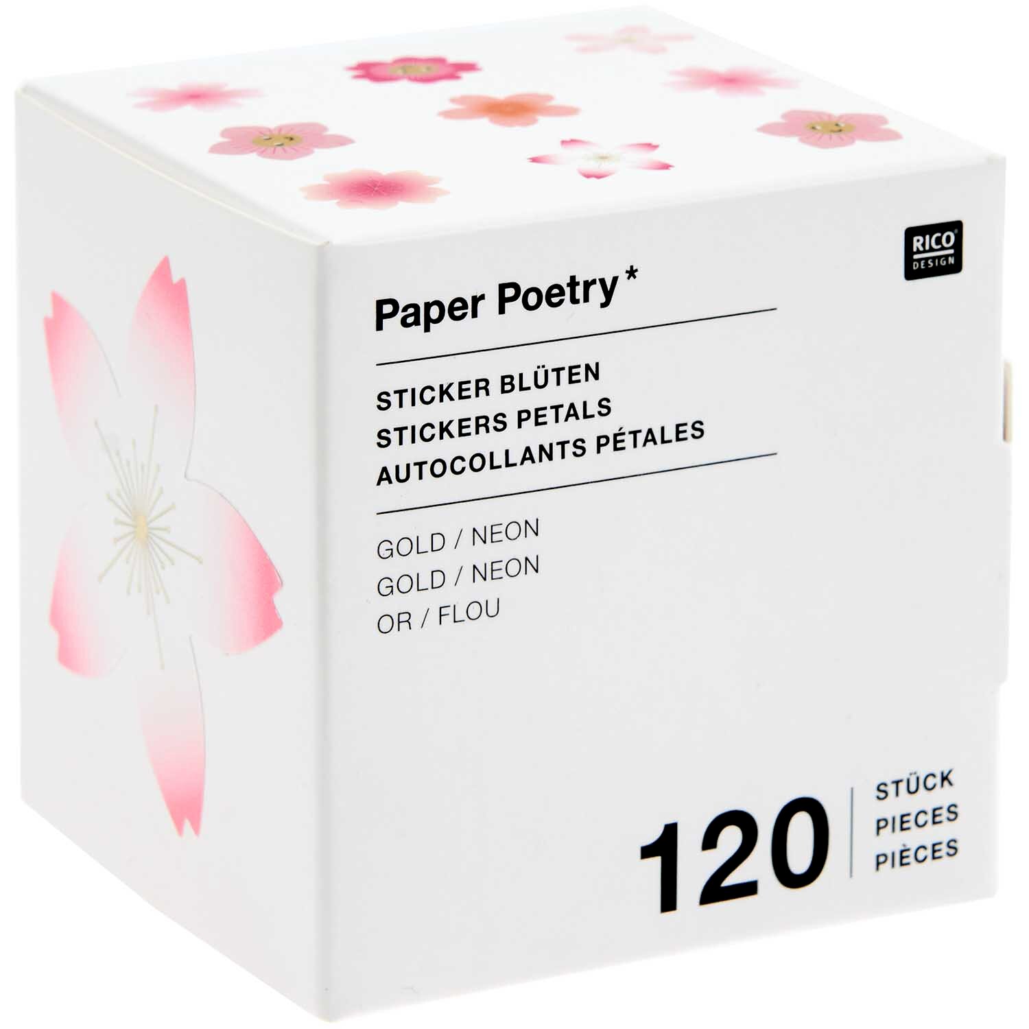 Paper Poetry Sticker Kirschblüten 5cm 120 Stück auf der Rolle Hot Foil von Rico Design