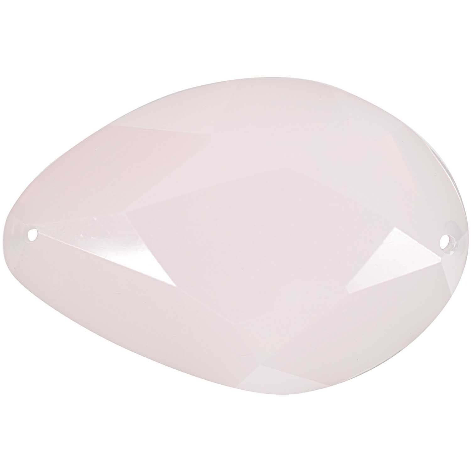 Aufnähstein Tropfen rosa 50x34mm von Rico Design, facettierter Stein mit zwei Löchern.