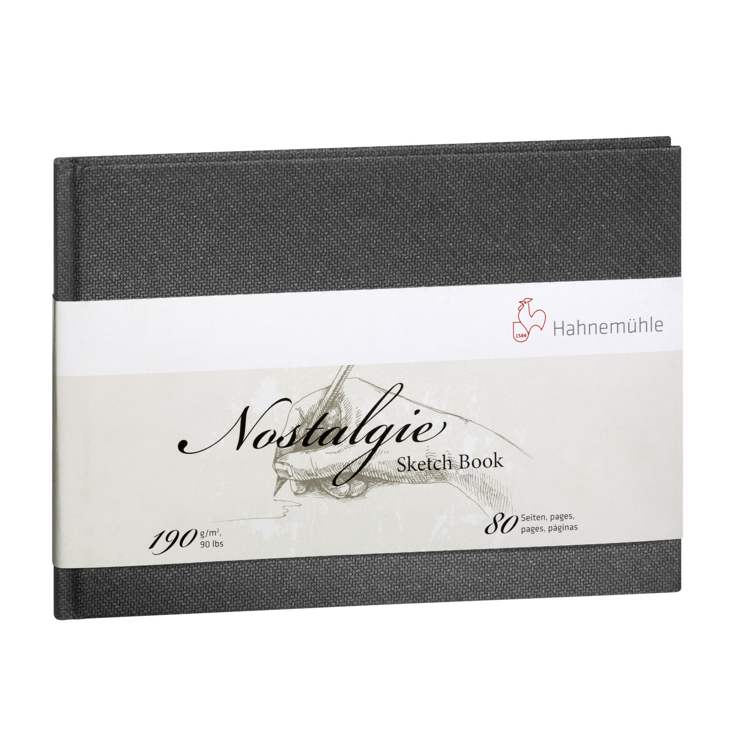 Skizzenbuch Nostalgie im Querformat mit 40 Blatt, 190g Papier von Hahnemühle, in elegantem Schwarz.