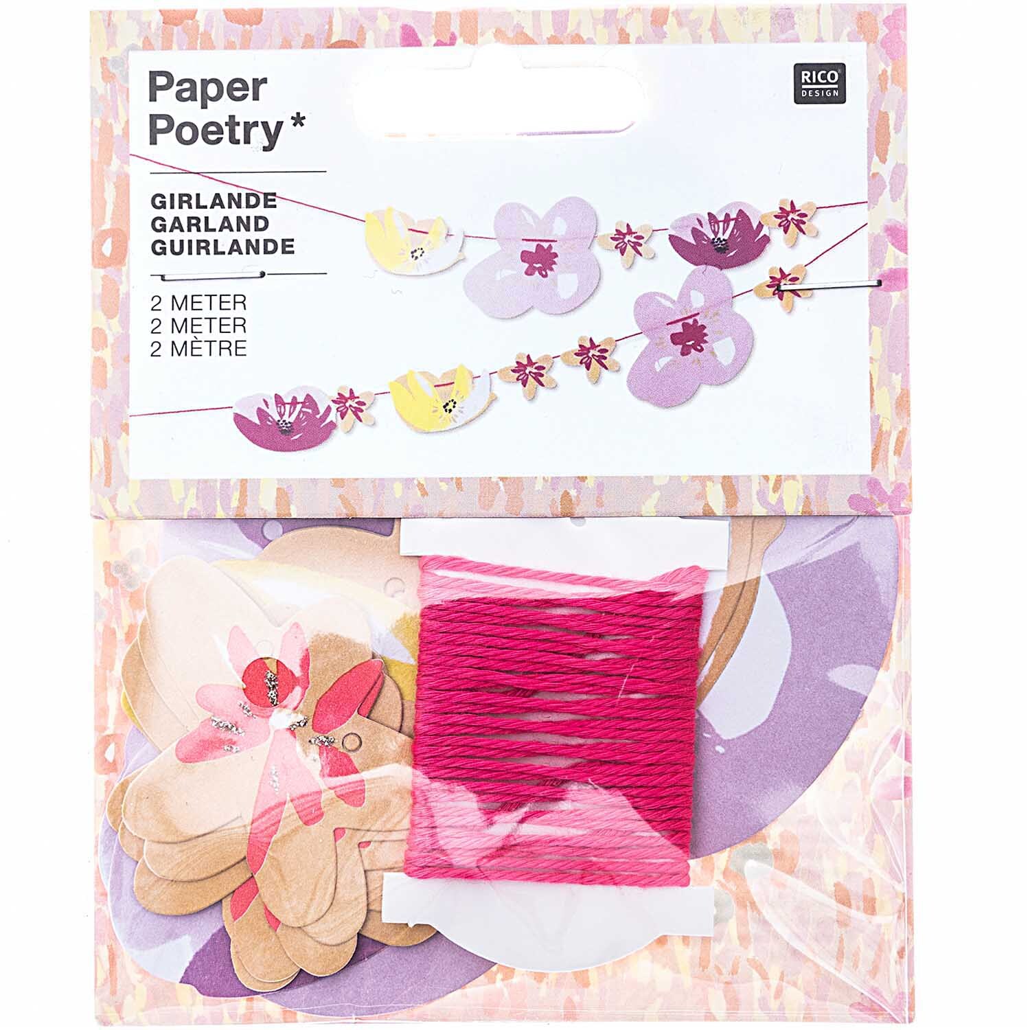Paper Poetry Girlande Crafted Nature rosa 2m von Rico Design