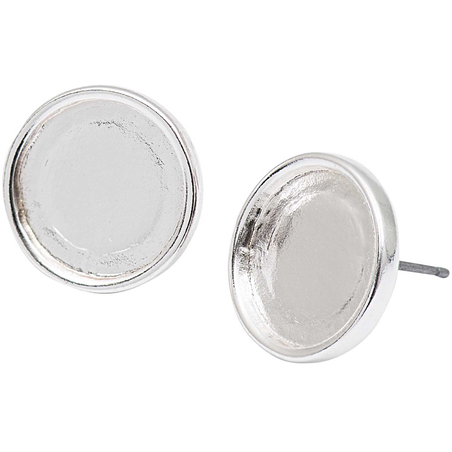 Cabochon Ohrstecker rund 12,5x14mm, silberne Ohrringe von Rico Design, zeigen ein schlichtes, elegantes Design.