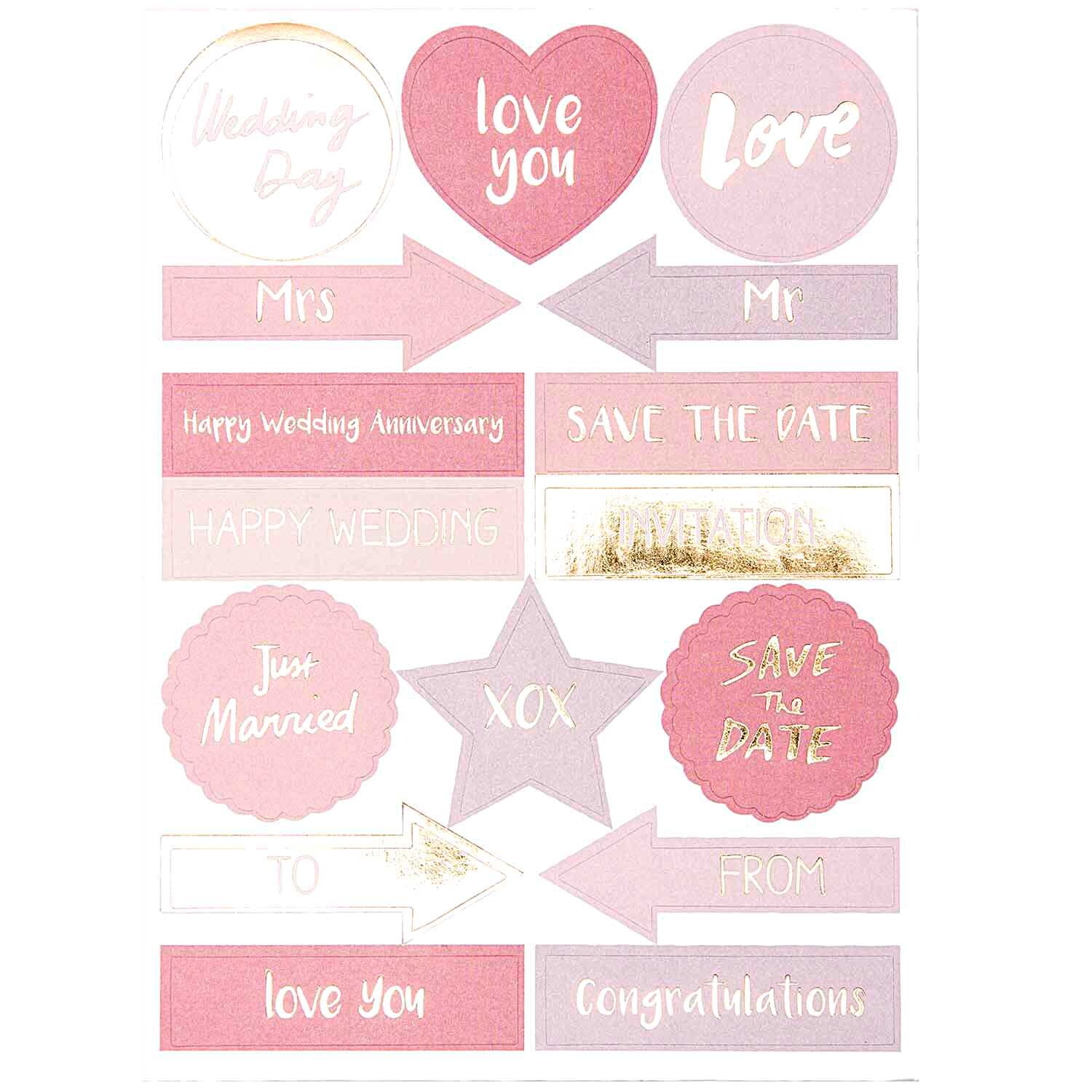 Paper Poetry Grußkartenset Luftballonherz gold mit rosa und goldenen Aufklebern für Hochzeits- und Liebesbotschaften.