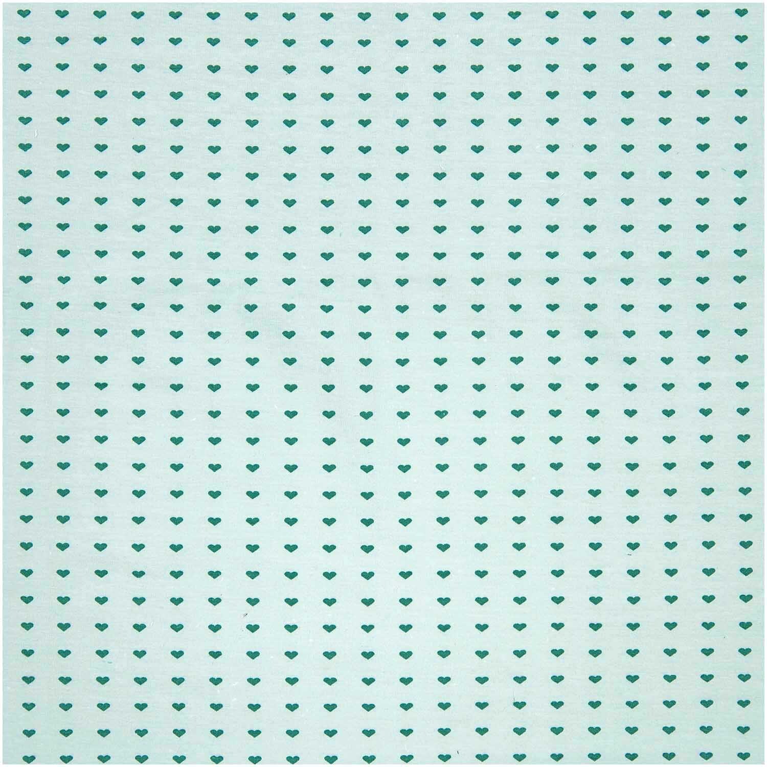 Jerseystoff Happy Baby Herzchen mint 72x100cm mit kleinen Herzmustern von Rico Design. Ideal für kreative Nähprojekte.