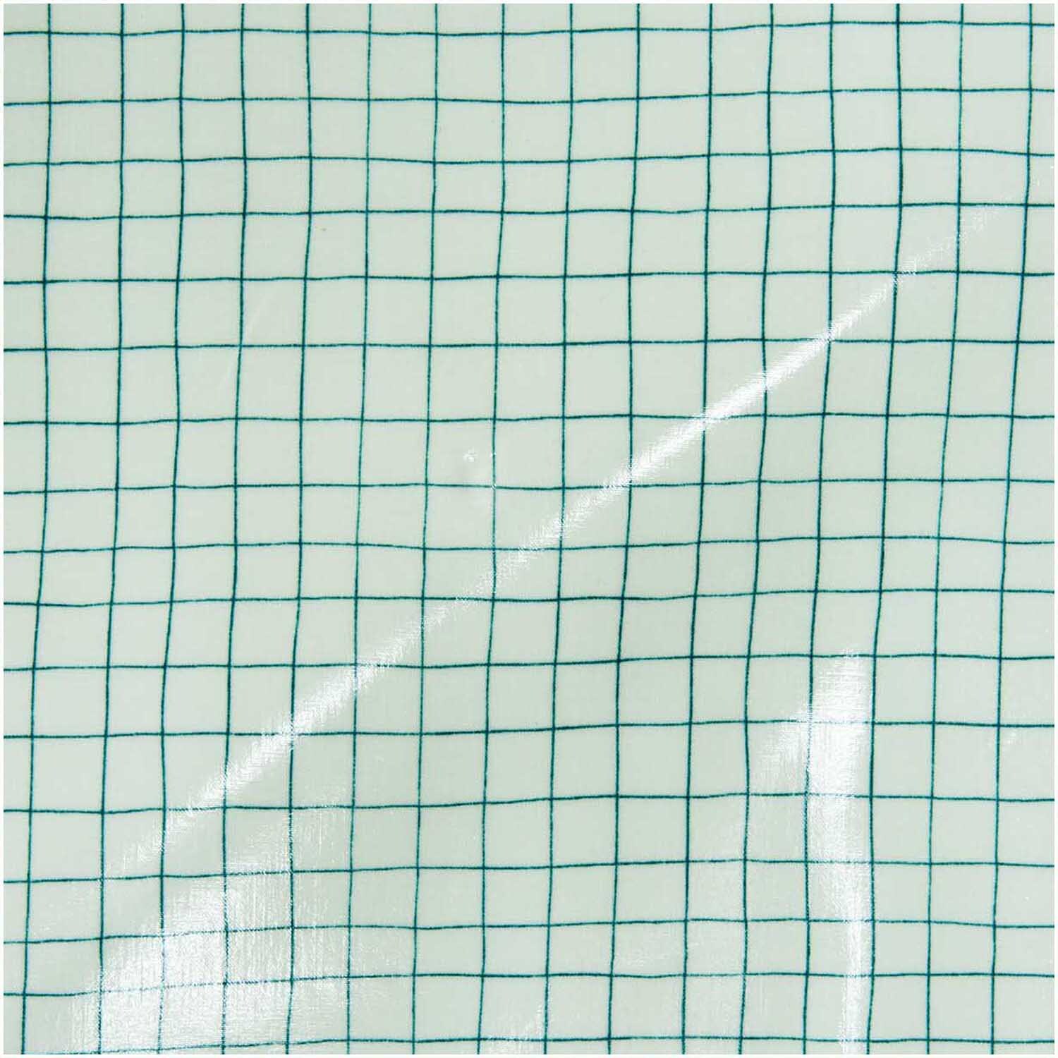 Druckstoff beschichtet Hygge kariert mint-grün 140cm von Rico Design zeigt ein kariertes Muster in Weiß und Grün. Ideal für kreative Projekte.