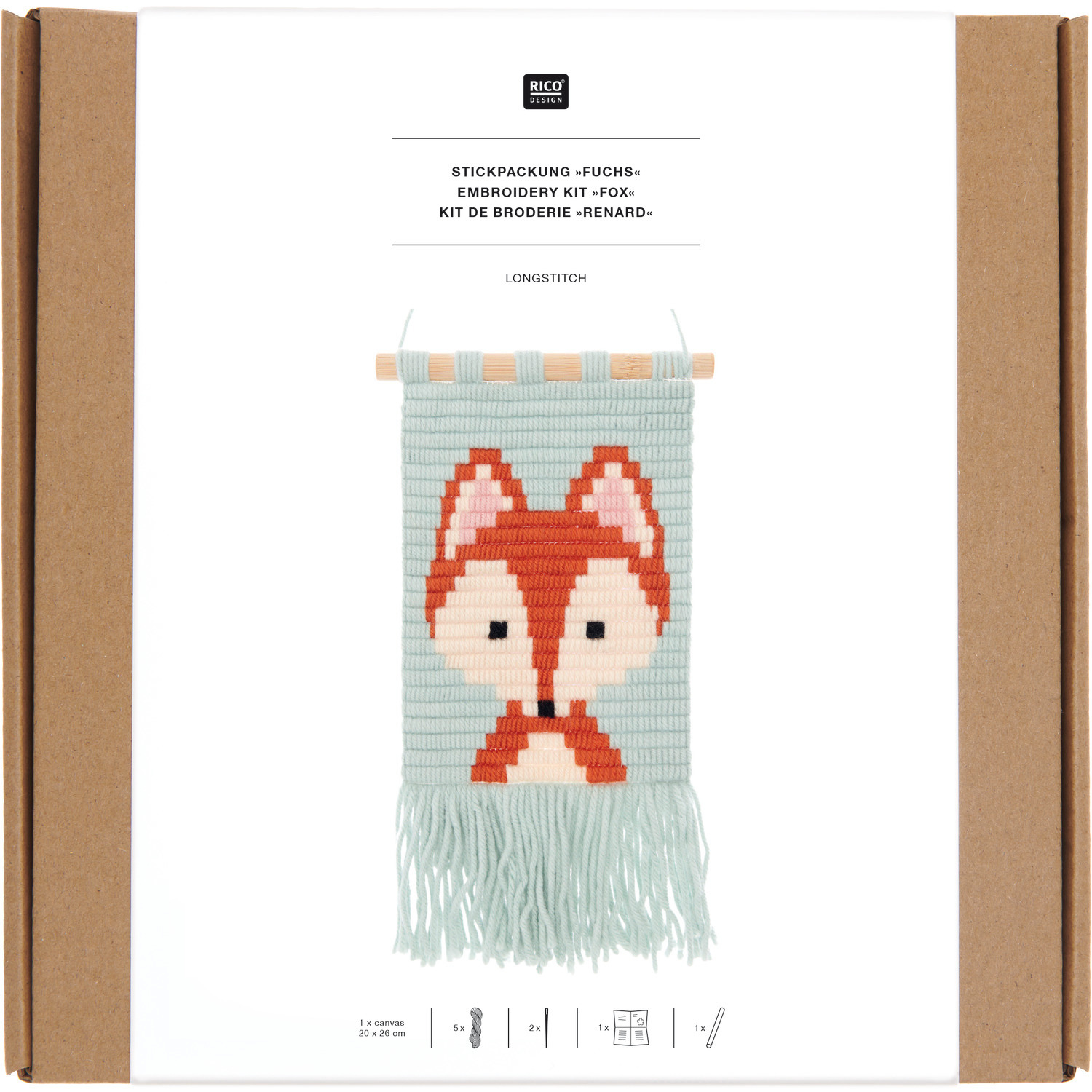 Longstitch Stickpackung Fuchs 18x30cm von Rico Design