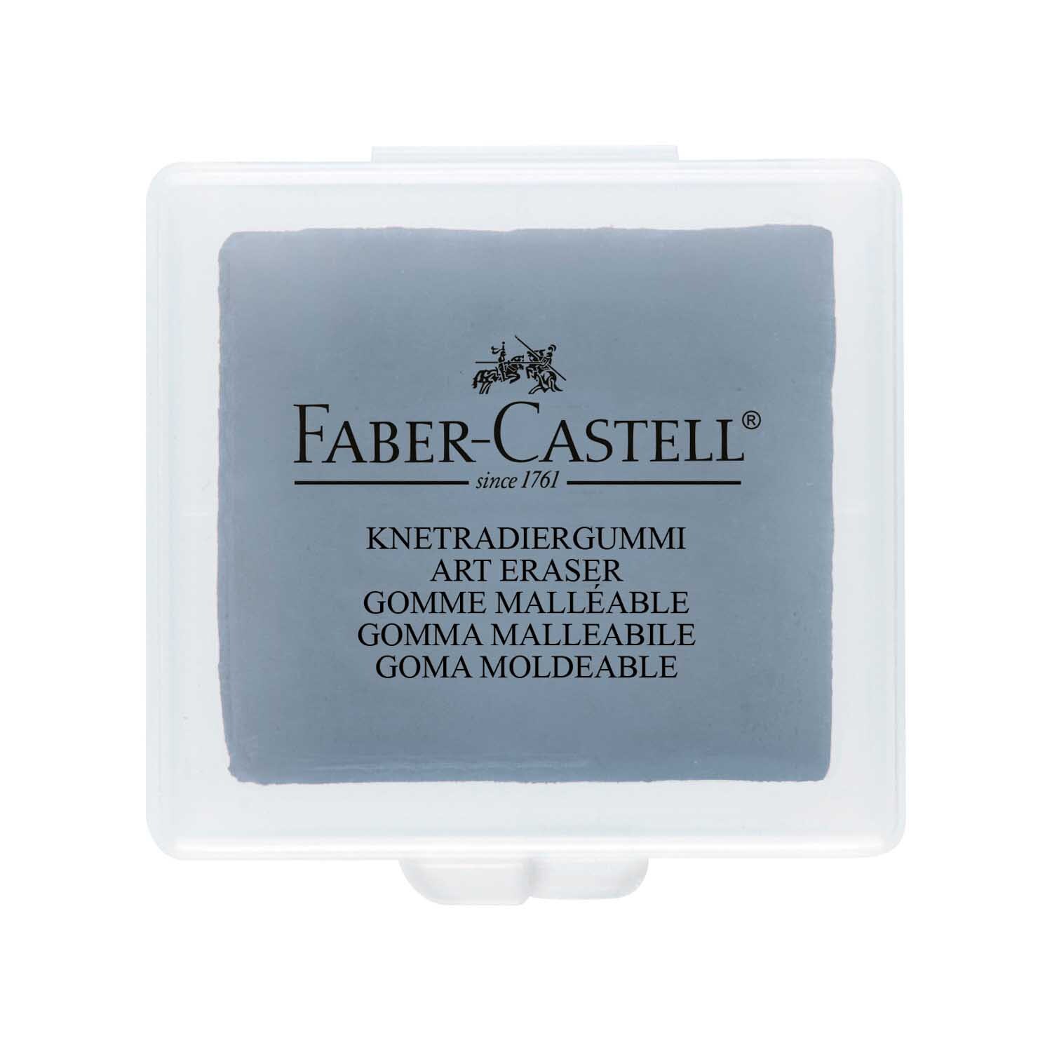 Knetradierer grau von Faber Castell in einer transparenten Box, ideal zum präzisen Radieren.
