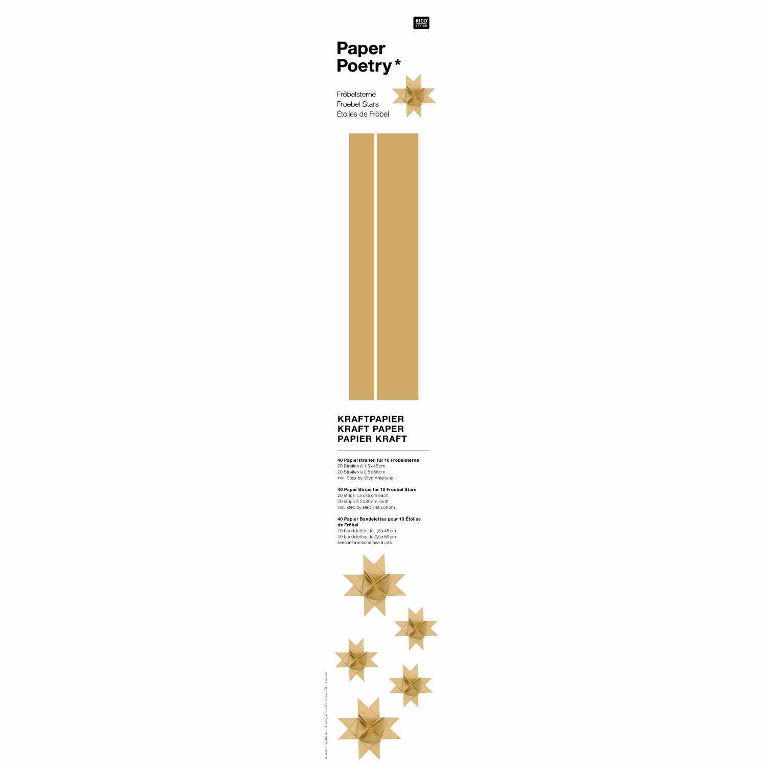 Paper Poetry Fröbelstreifen Kraftpapier 120g/m² 40 Stück von Rico Design