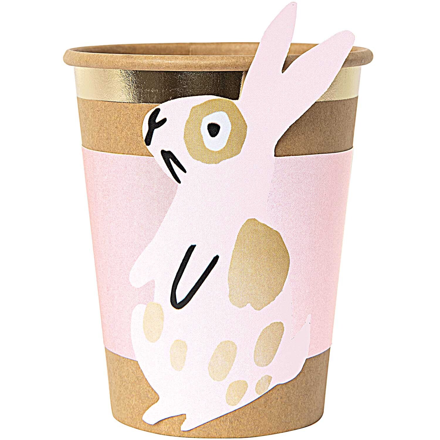 Papiermanschetten Hase rosa 6 Stück: Rosa Becher mit Hasenmotiv von Rico Design, ideal für Partys.