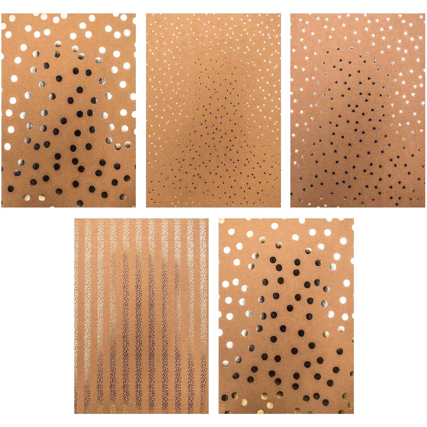 Paper Poetry Kraftpapier Block mit Punkten und Streifen, 270g/m², 20 Blatt, von Rico Design.