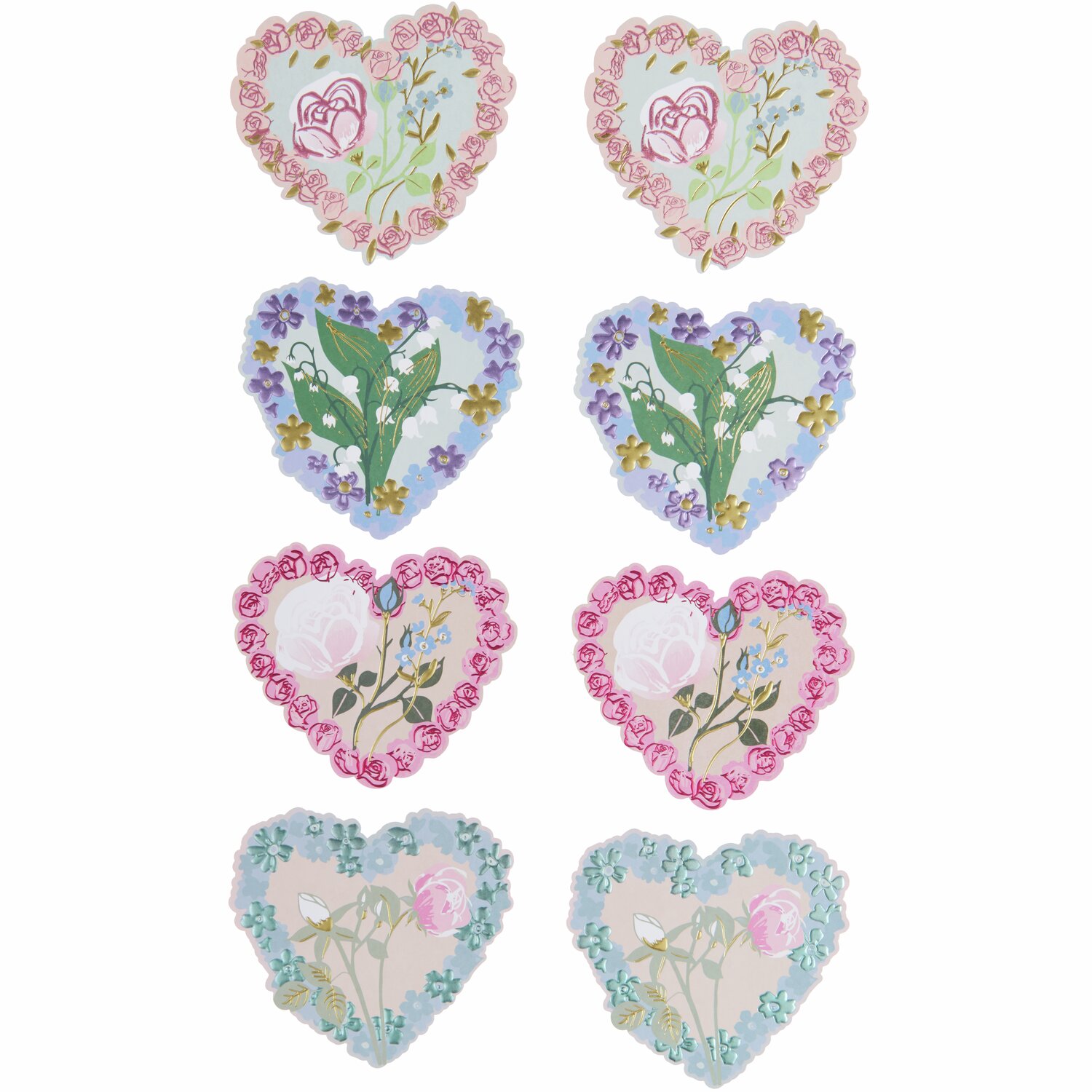 Paper Poetry Kartenset La Vie en Rose Herzen von Rico Design mit floralen Mustern in Herzform.