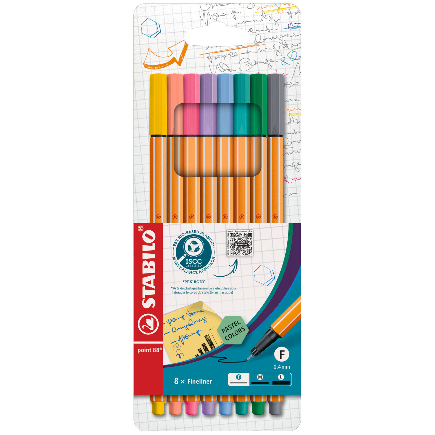 Point 88 Fineliner Pastell im Etui 8 Farben, STABILO, Mehrfarbig, ideal für präzises Zeichnen.