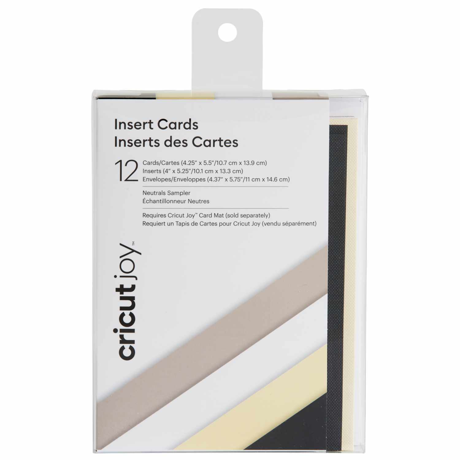 Joy Insert Card Kartenset Neutral 10,7x13,9cm 12 Stück, präsentiert in einer transparenten Verpackung mit verschiedenen neutralen Farben.