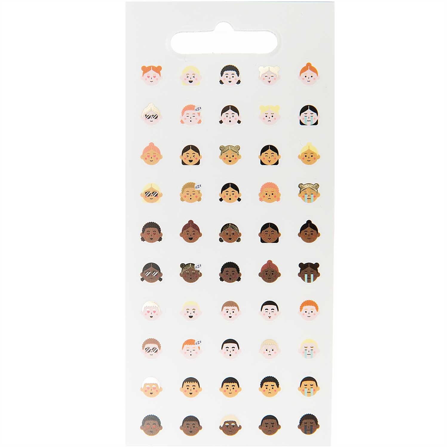 Paper Poetry Stickerbuch Icons 10 Blatt zeigt bunte Gesichter-Sticker von Rico Design.
