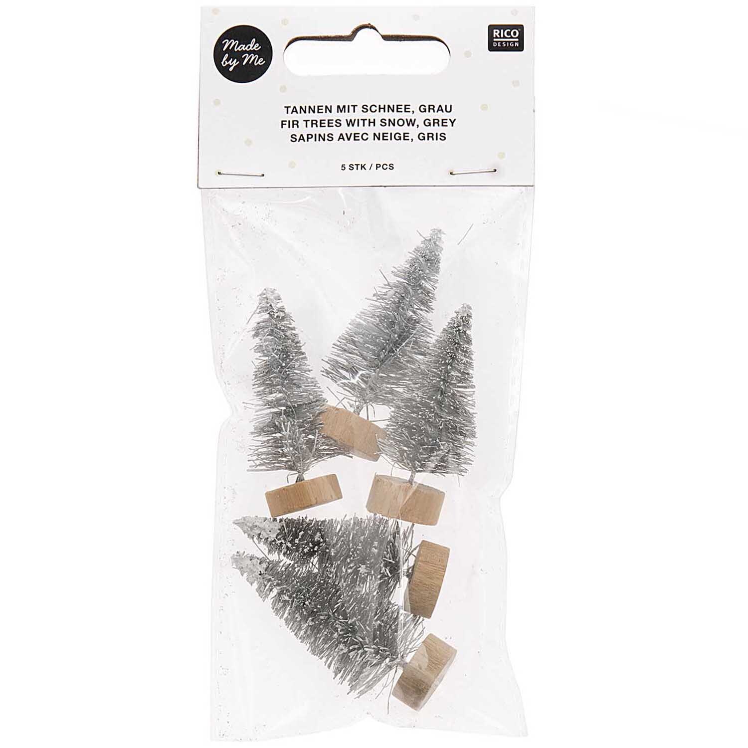 Tannen mit Schnee 5cm 5 Stück Farbe Grau von Rico Design
