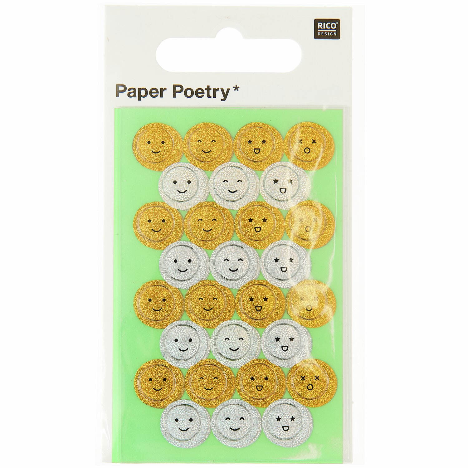 Paper Poetry Mini-Foliensticker Gesichter 3 Blatt von Rico Design