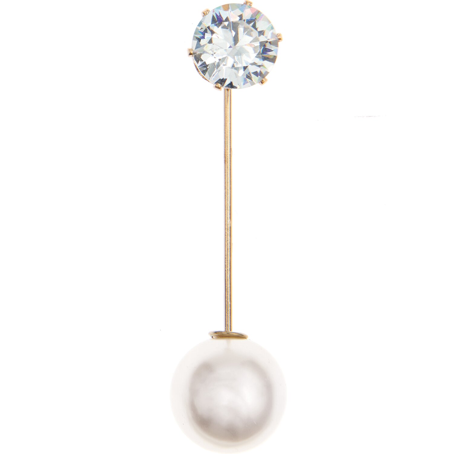 Strassstein-Perlen-Pin gerade, Rico Design, 5cm, mit funkelndem Kristall, feiner Metallstift und schimmernder runder Perle für elegante Schmuckkreationen
